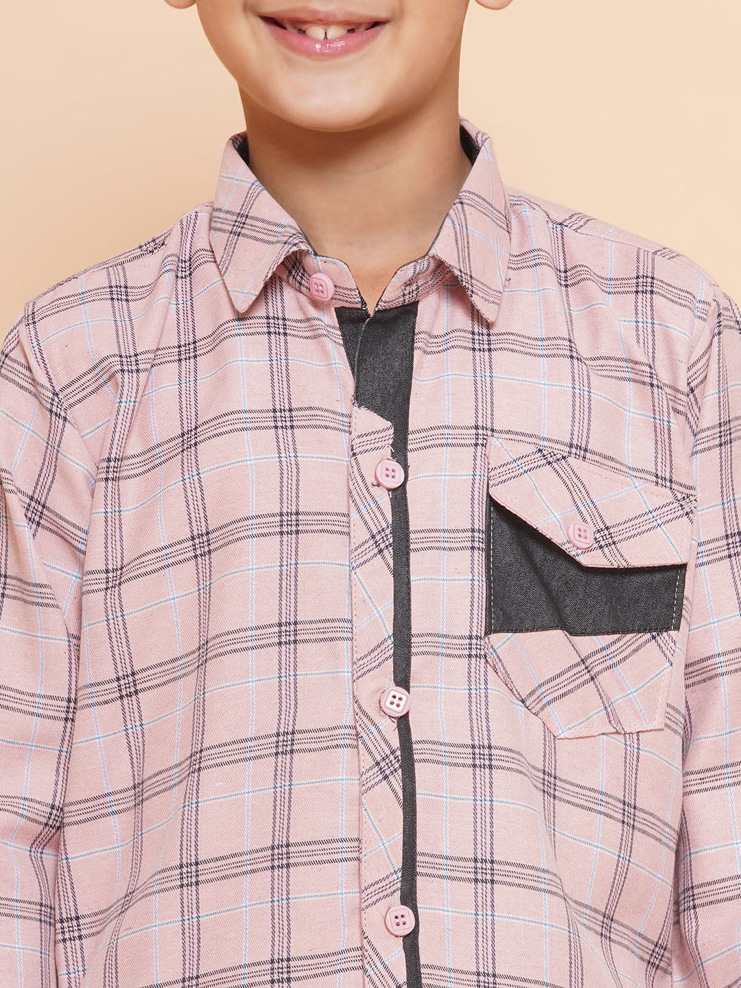 Kids Boys Pink Checkered Cotton Top & Bottom Set - AJ Dezines