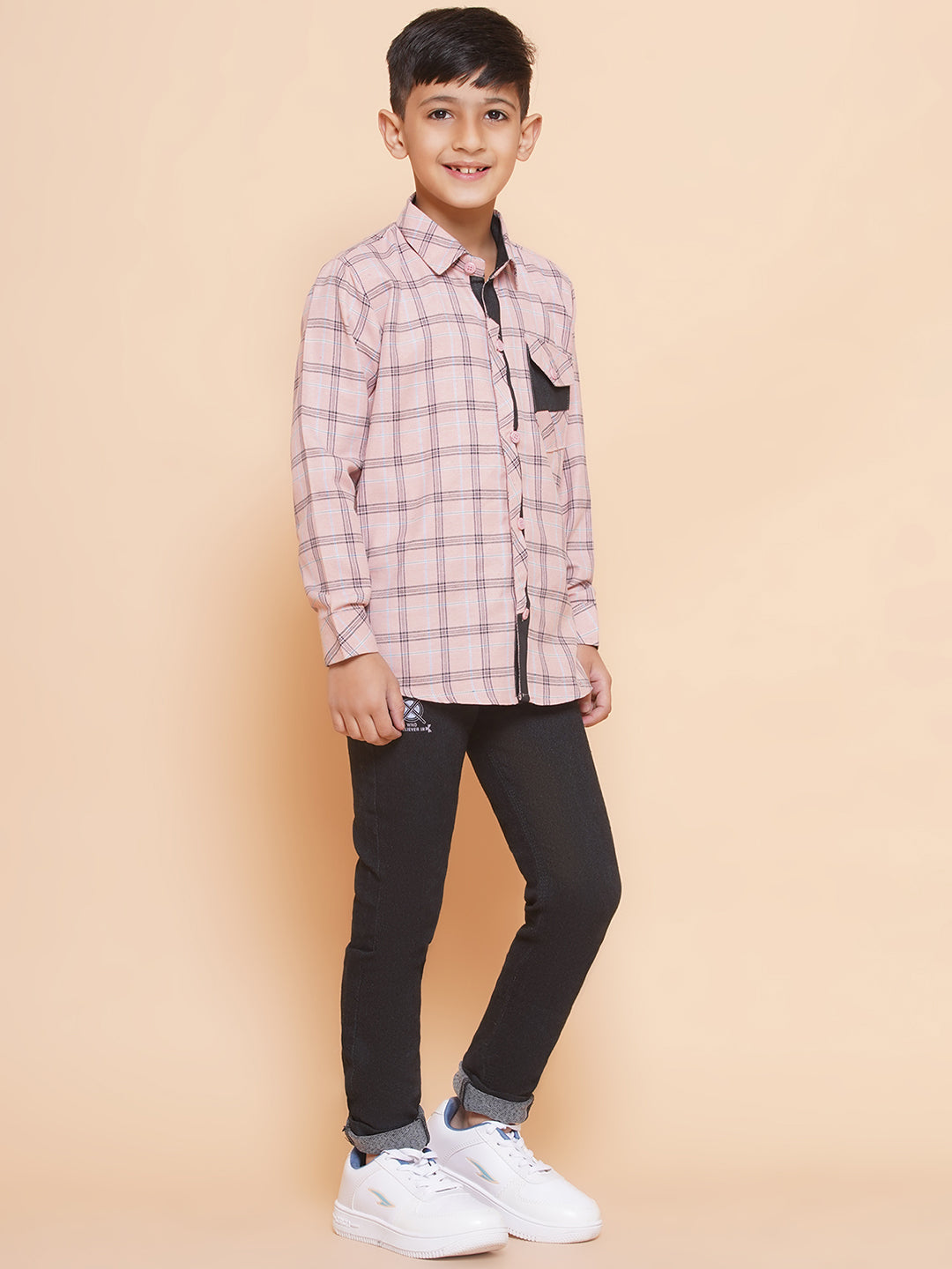 Kids Boys Pink Checkered Cotton Top & Bottom Set - AJ Dezines