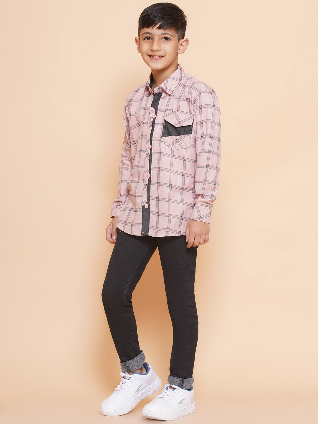 Kids Boys Pink Checkered Cotton Top & Bottom Set - AJ Dezines