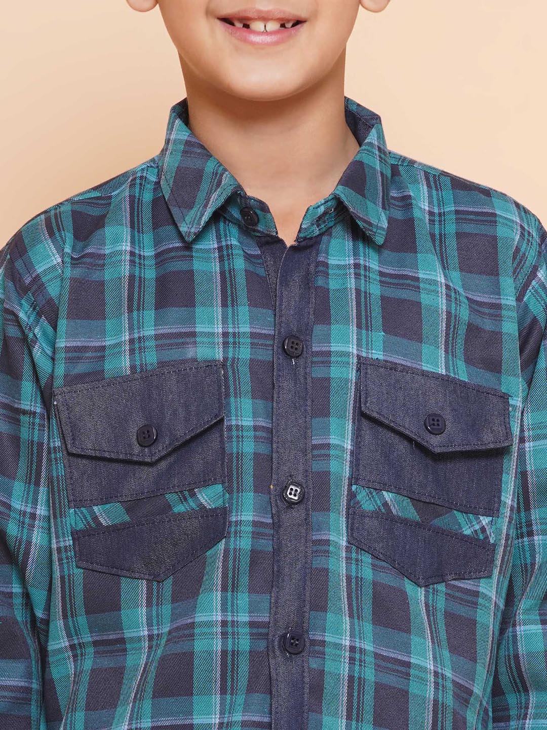 Kids Boys Blue Checkered Cotton Top & Bottom Set - AJ Dezines