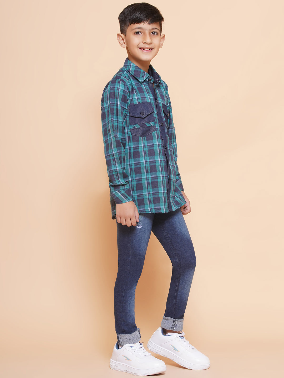 Kids Boys Blue Checkered Cotton Top & Bottom Set - AJ Dezines