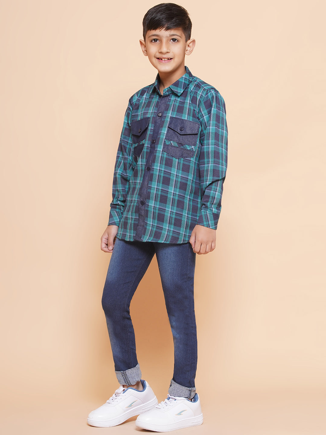 Kids Boys Blue Checkered Cotton Top & Bottom Set - AJ Dezines