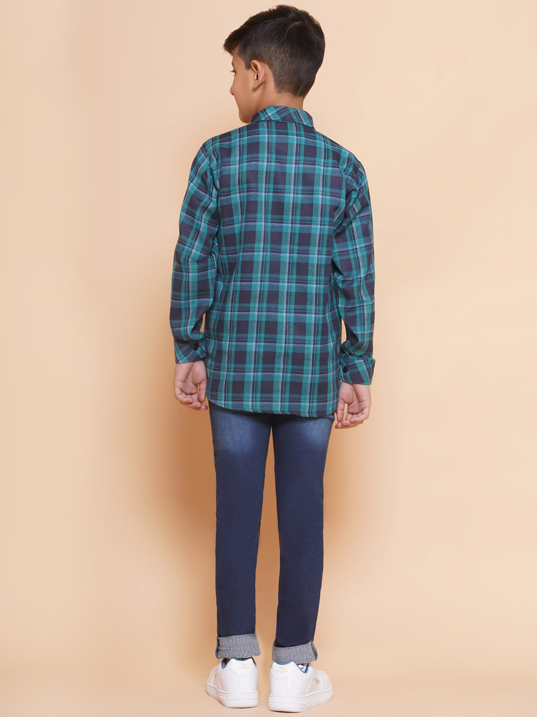Kids Boys Blue Checkered Cotton Top & Bottom Set - AJ Dezines