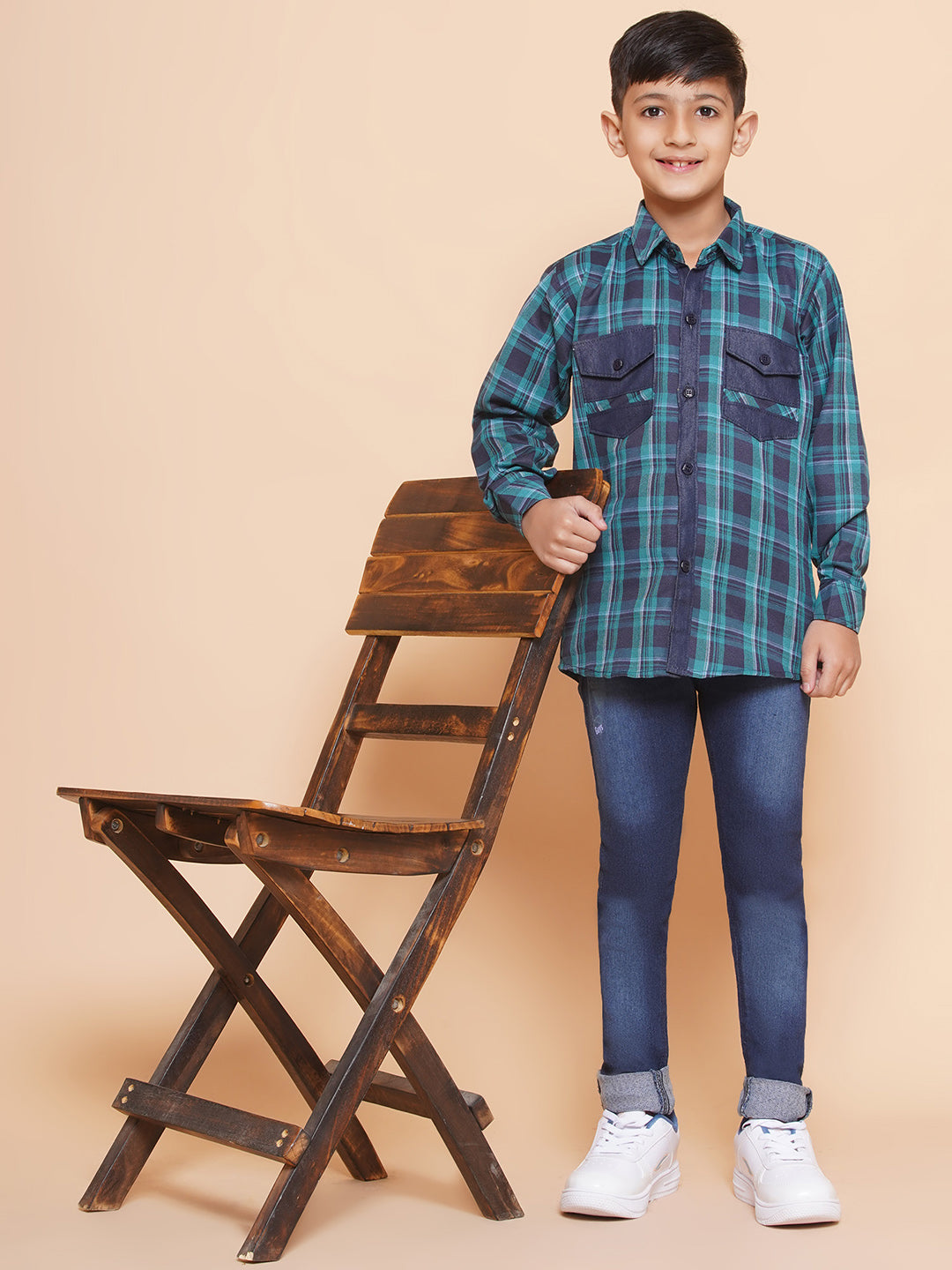 Kids Boys Blue Checkered Cotton Top & Bottom Set - AJ Dezines