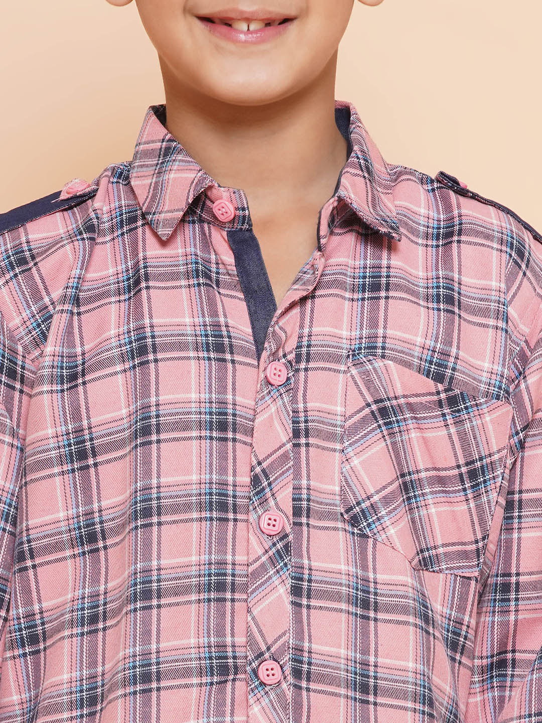 Kids Boys Pink Checkered Cotton Top & Bottom Set - AJ Dezines