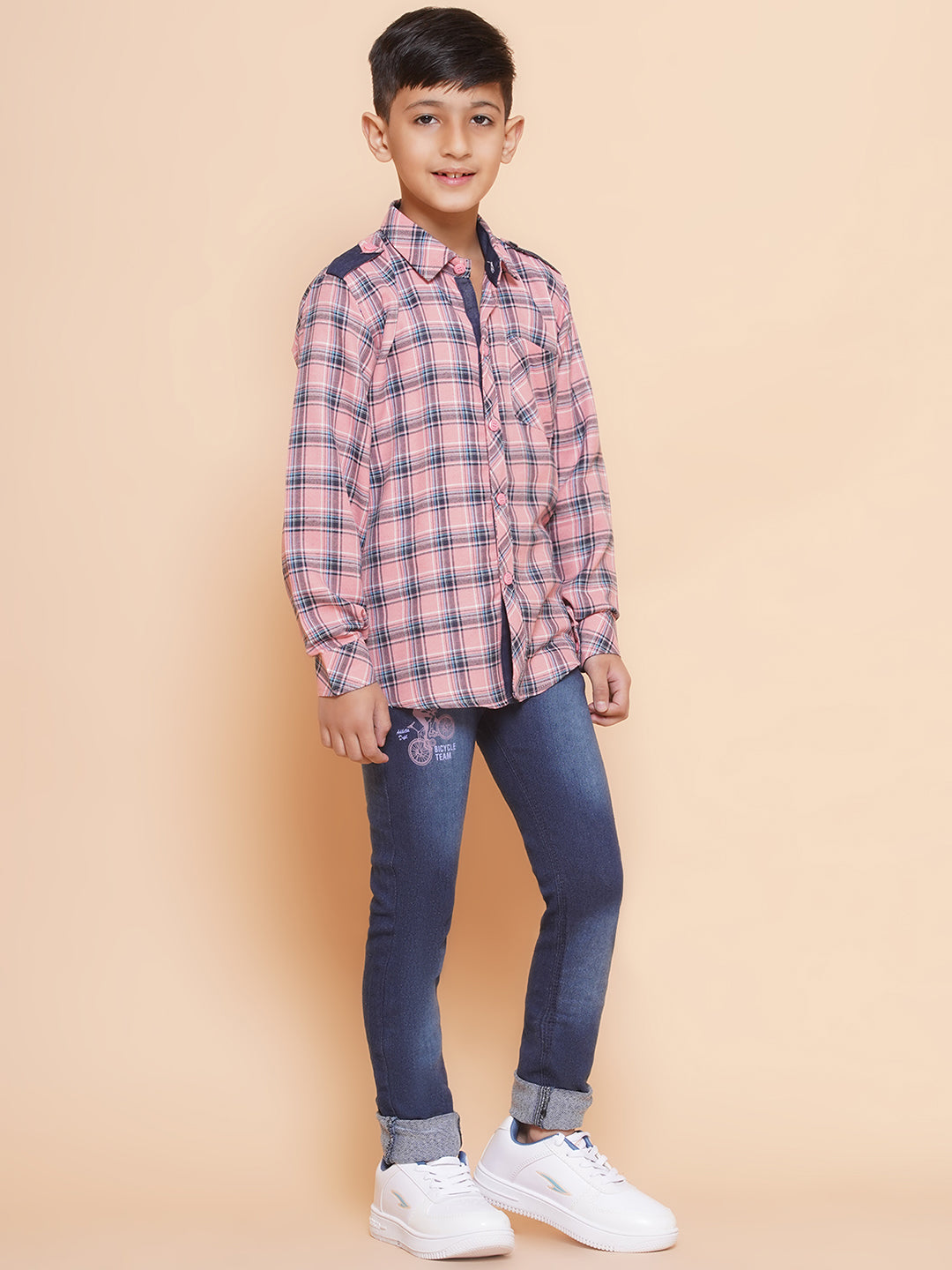 Kids Boys Pink Checkered Cotton Top & Bottom Set - AJ Dezines