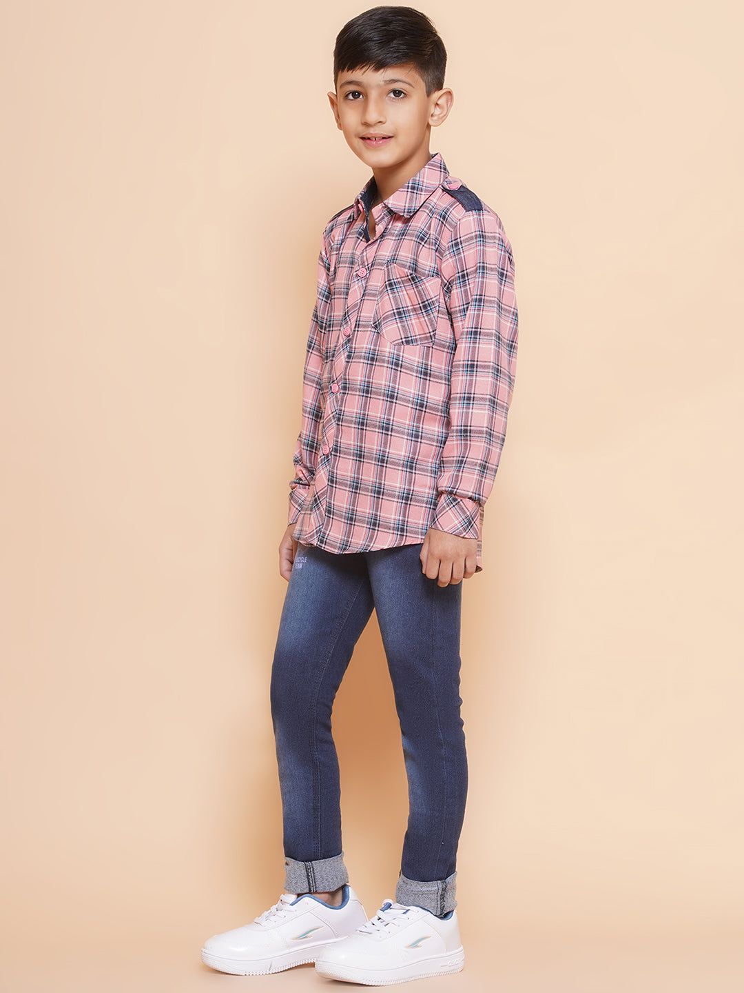 Kids Boys Pink Checkered Cotton Top & Bottom Set - AJ Dezines