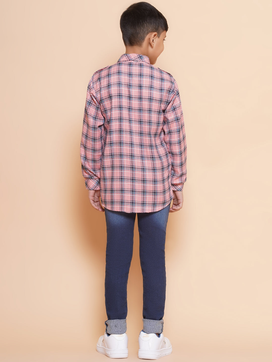 Kids Boys Pink Checkered Cotton Top & Bottom Set - AJ Dezines