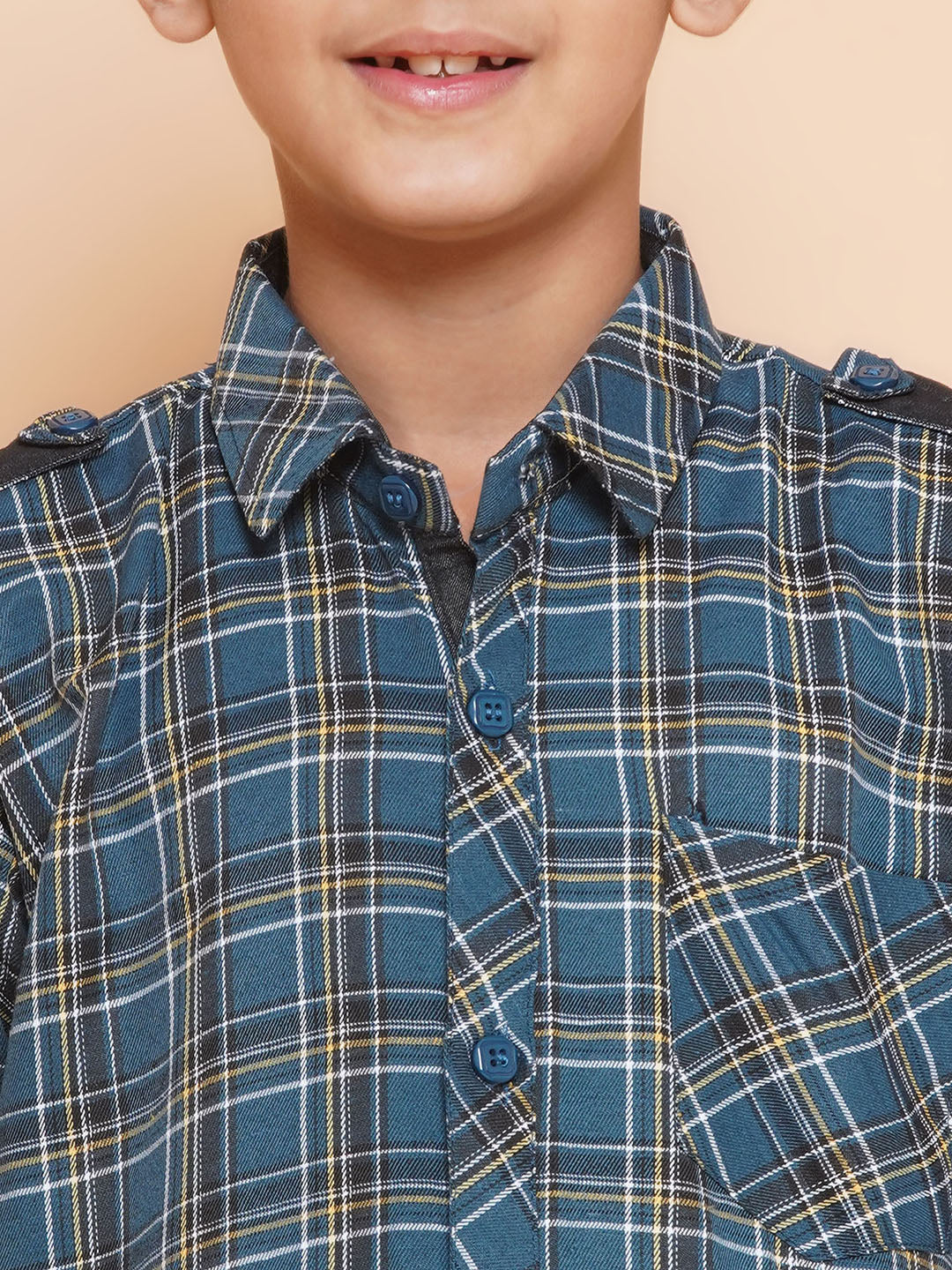 Kids Boys teal Checkered Cotton Top & Bottom Set - AJ Dezines