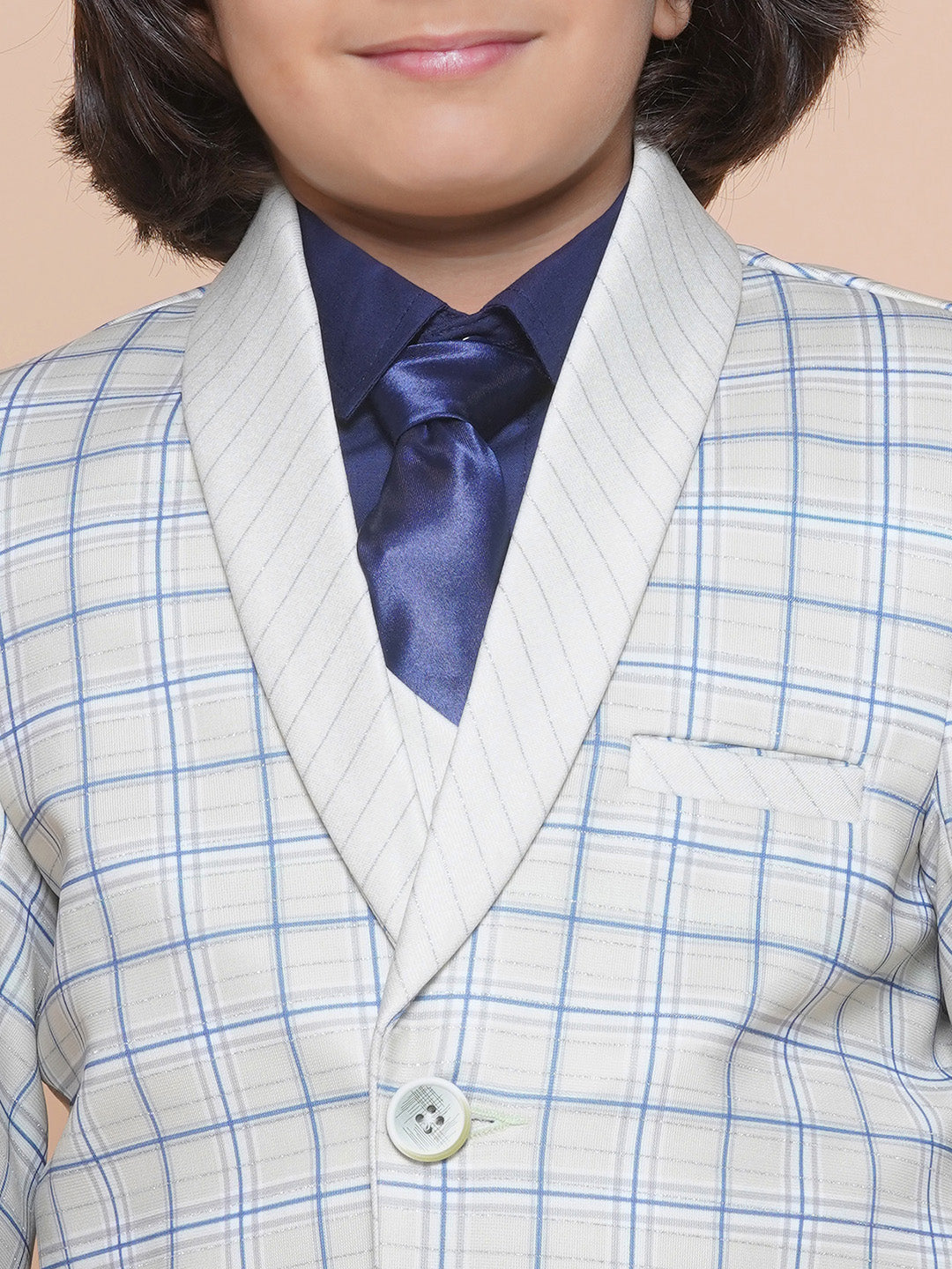 Boys Kids Check Light Green Cotton Blend Suit Set - AJ Dezines