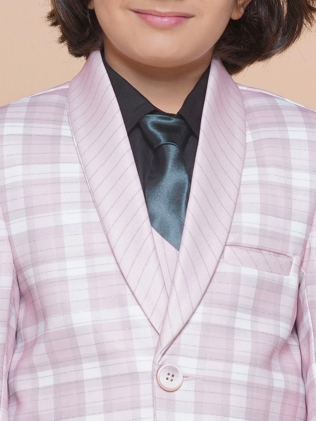Boys Kids Check Pink Cotton Blend Suit Set - AJ Dezines