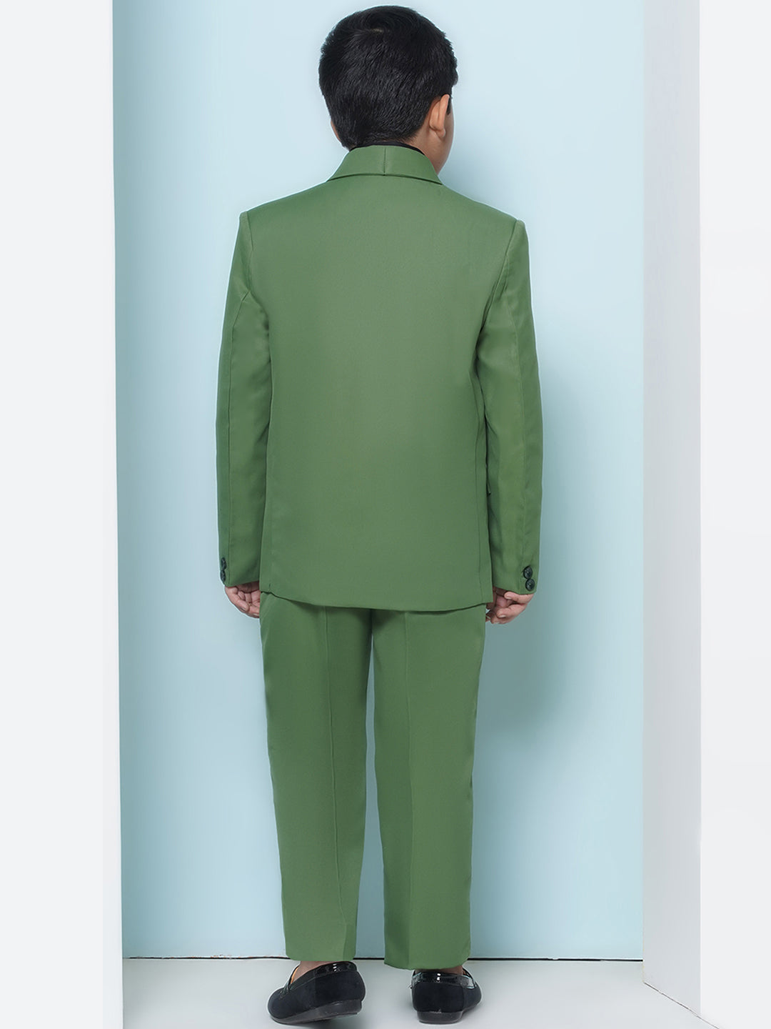 Boys Kids Check Green Cotton Blend Suit Set - AJ Dezines