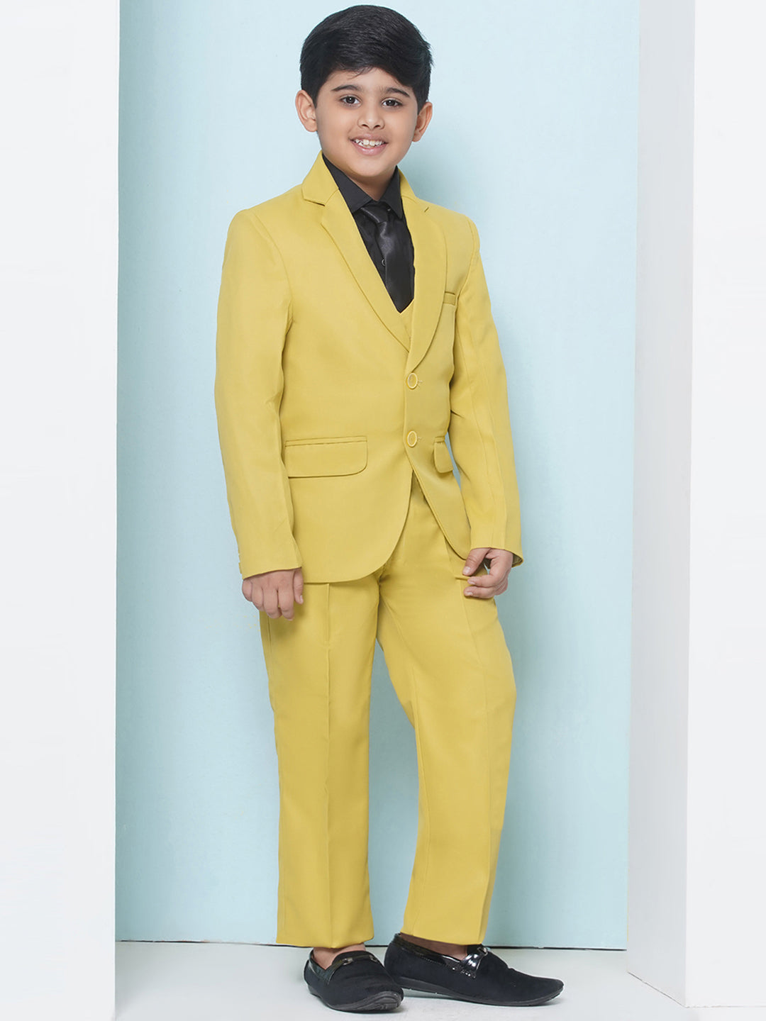 Boys Kids Check Mustard Cotton Blend Suit Set - AJ Dezines