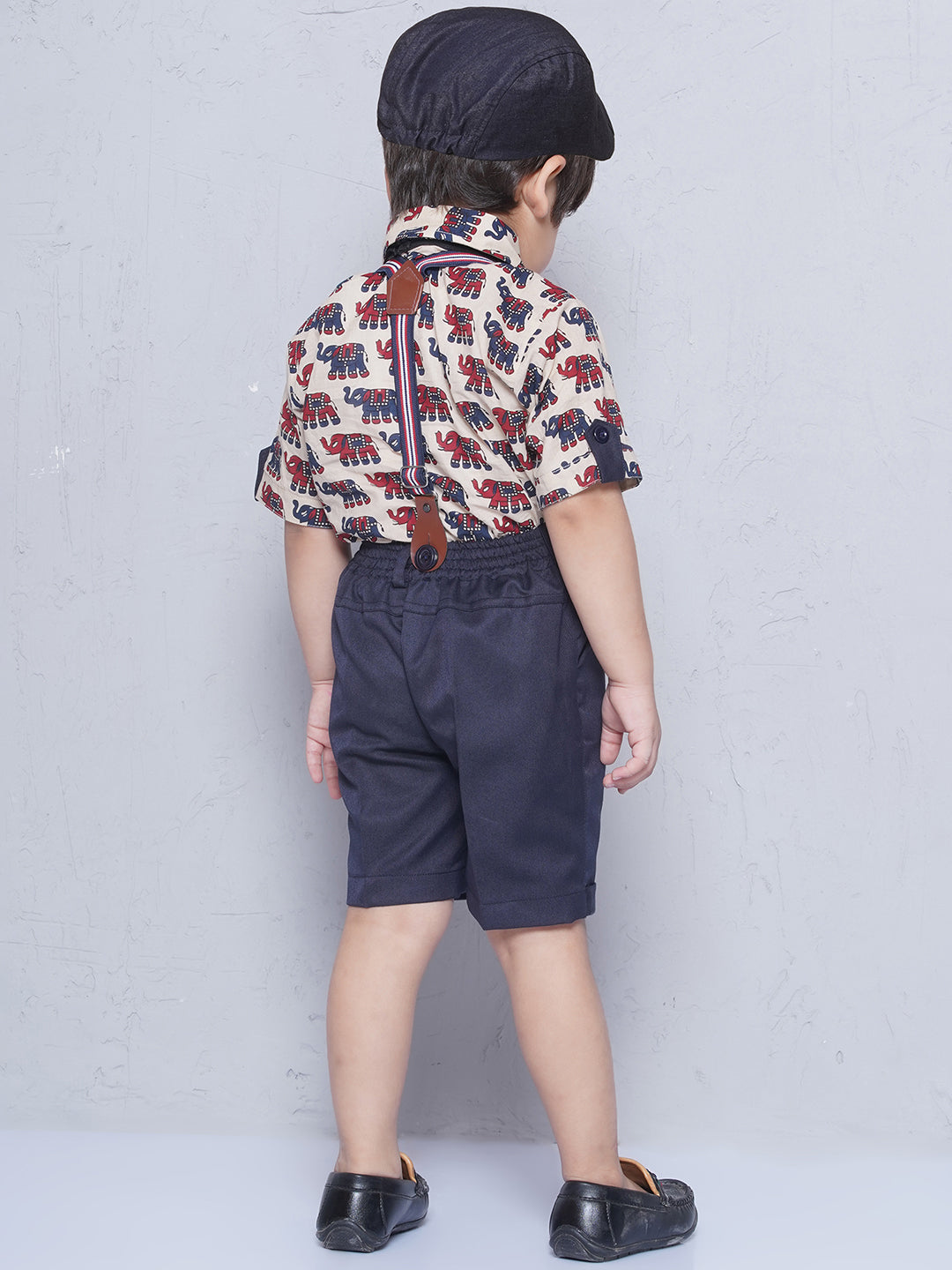 Kids Boys BEIGE Animal Print Cotton Blend Dungaree - AJ Dezines