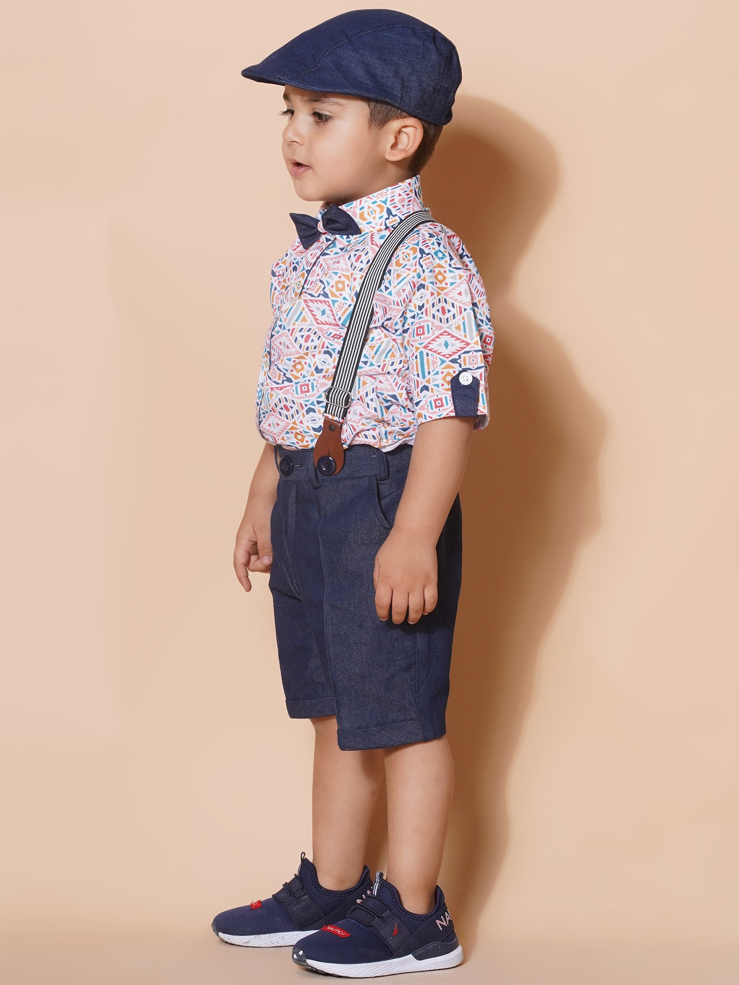 Kids Boys Pink Block Print Pure Cotton Dungaree - AJ Dezines
