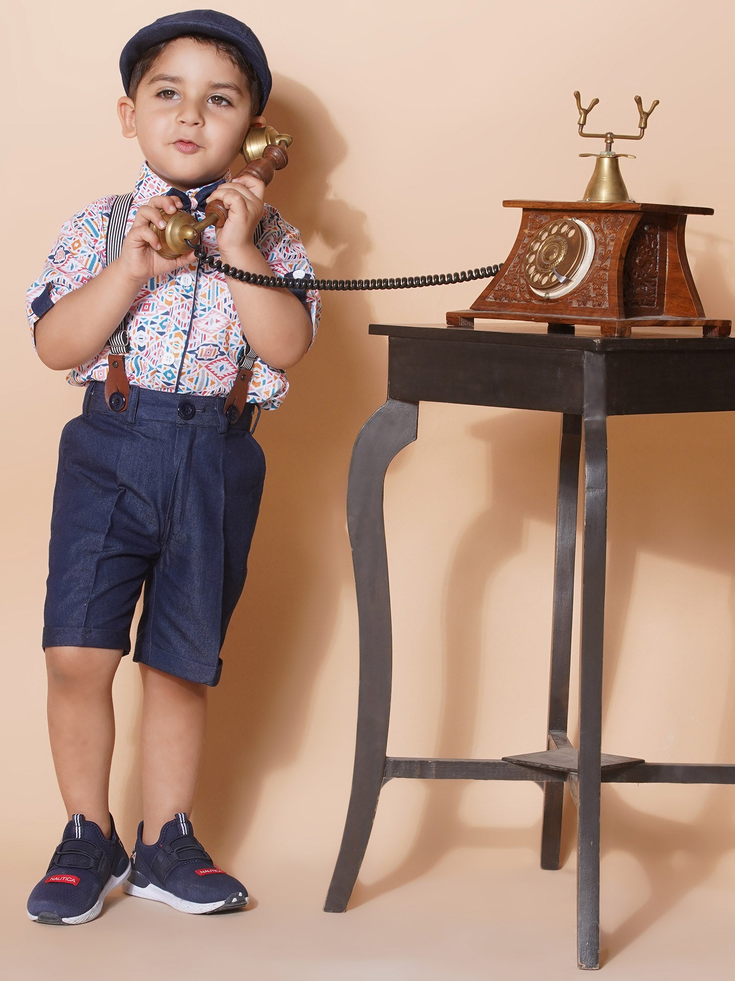 Kids Boys Pink Block Print Pure Cotton Dungaree - AJ Dezines