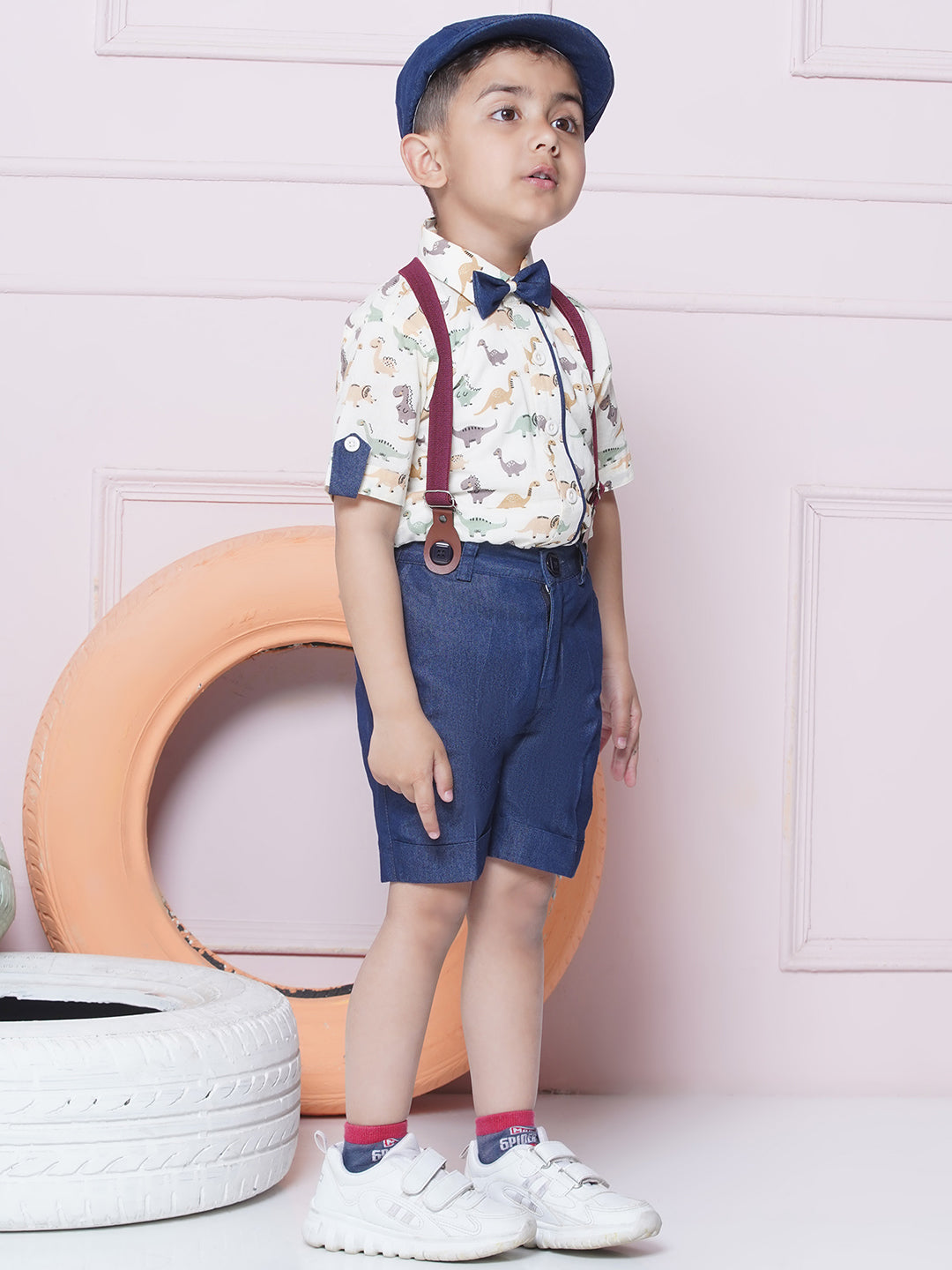 Kids Boys Green Printed Cotton Dungaree - AJ Dezines