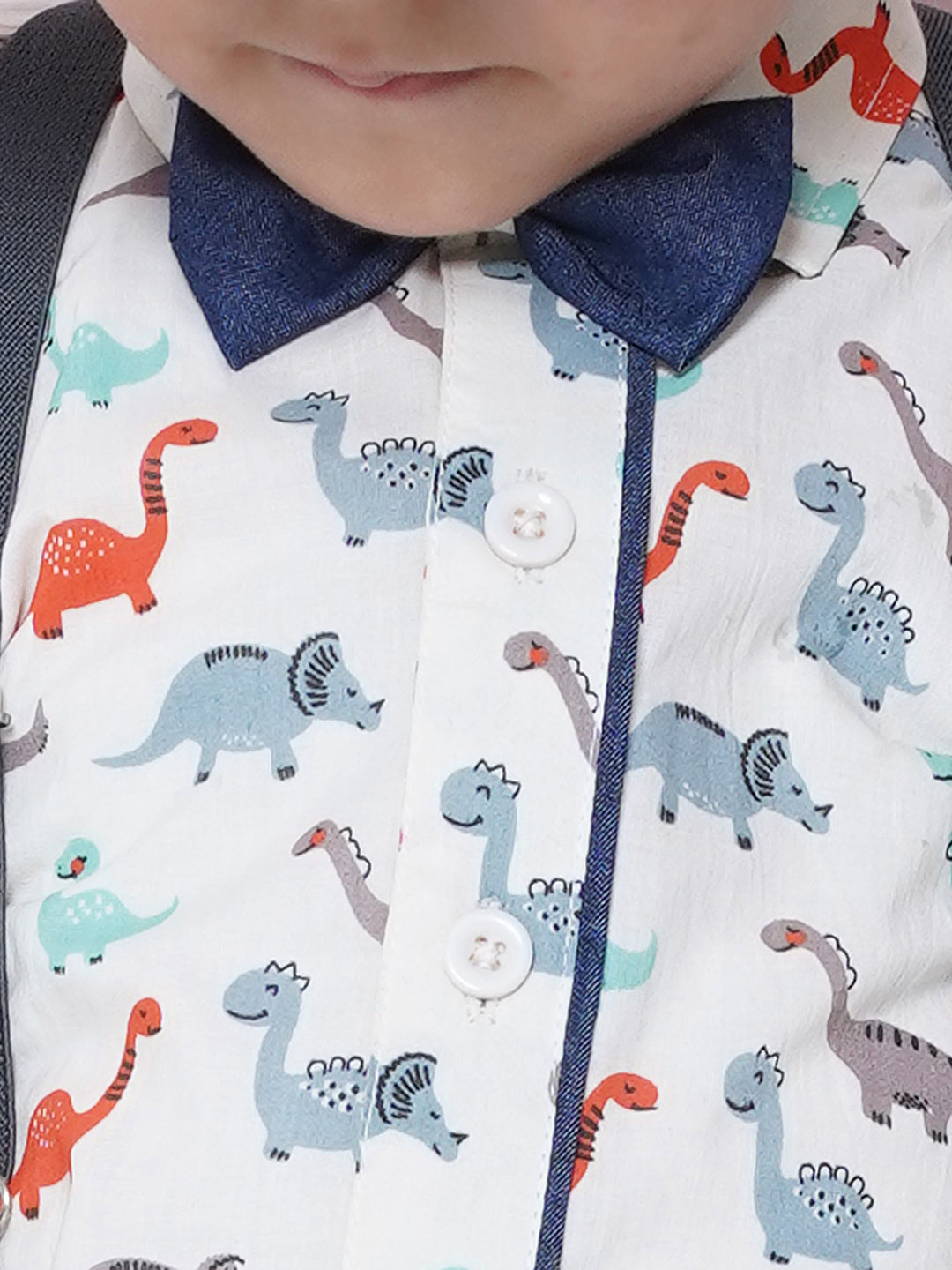 Kids Boys Orange Printed Cotton Dungaree - AJ Dezines