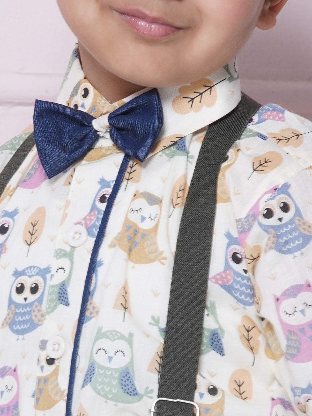 Kids Boys Blue Printed Cotton Dungaree - AJ Dezines