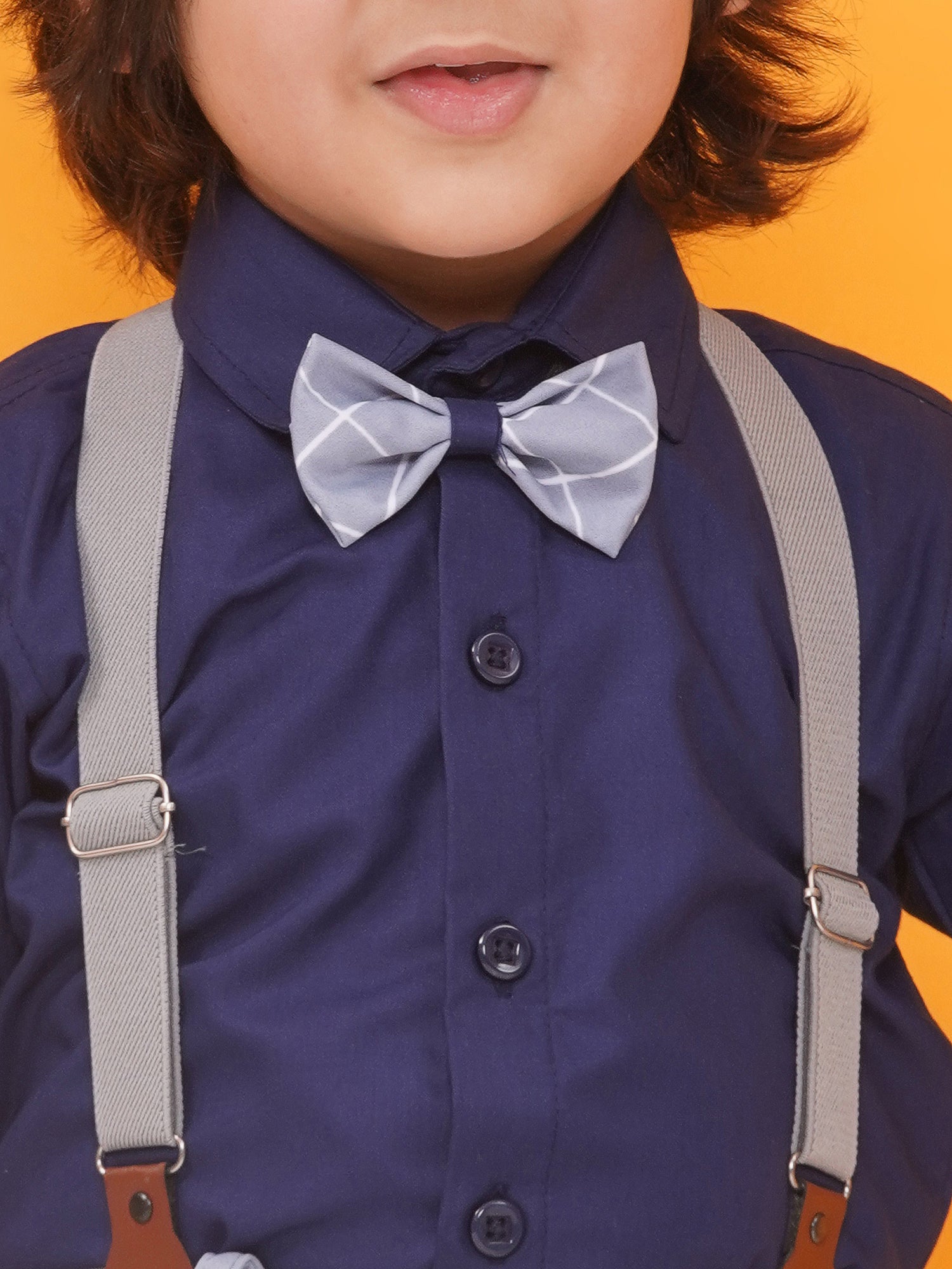 Grey Cotton Blend Dungaree with Suspenders and Cap for Boys - AJ Dezines