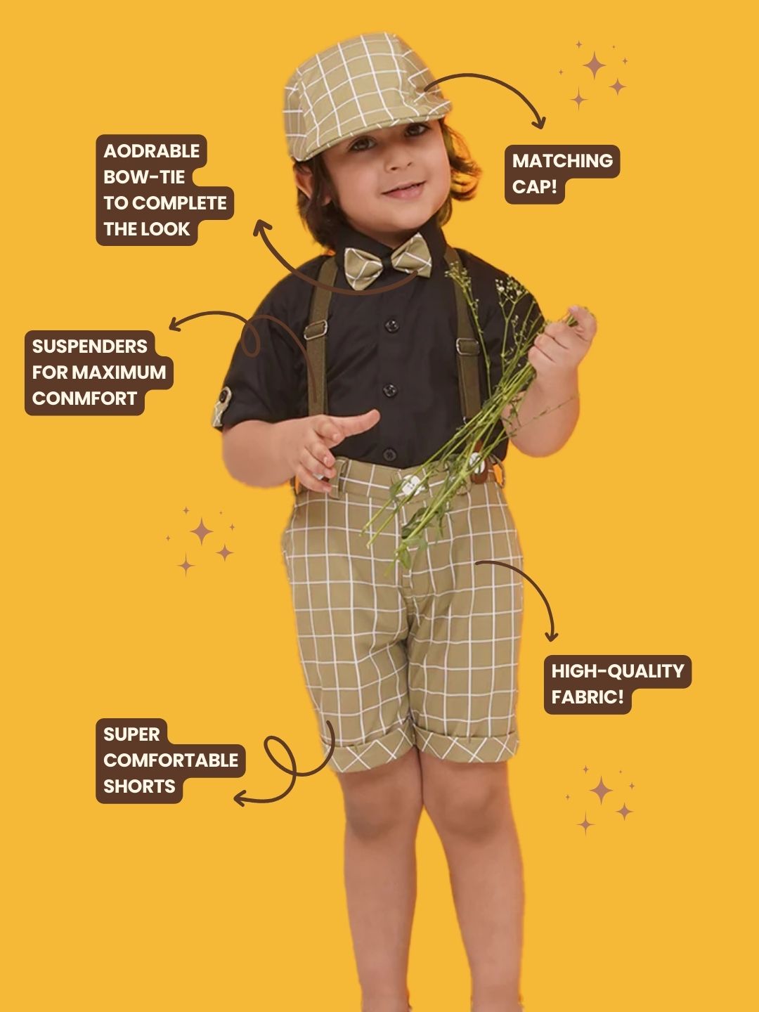 Pista Cotton Blend Dungaree with Suspenders and Cap for Boys - AJ Dezines