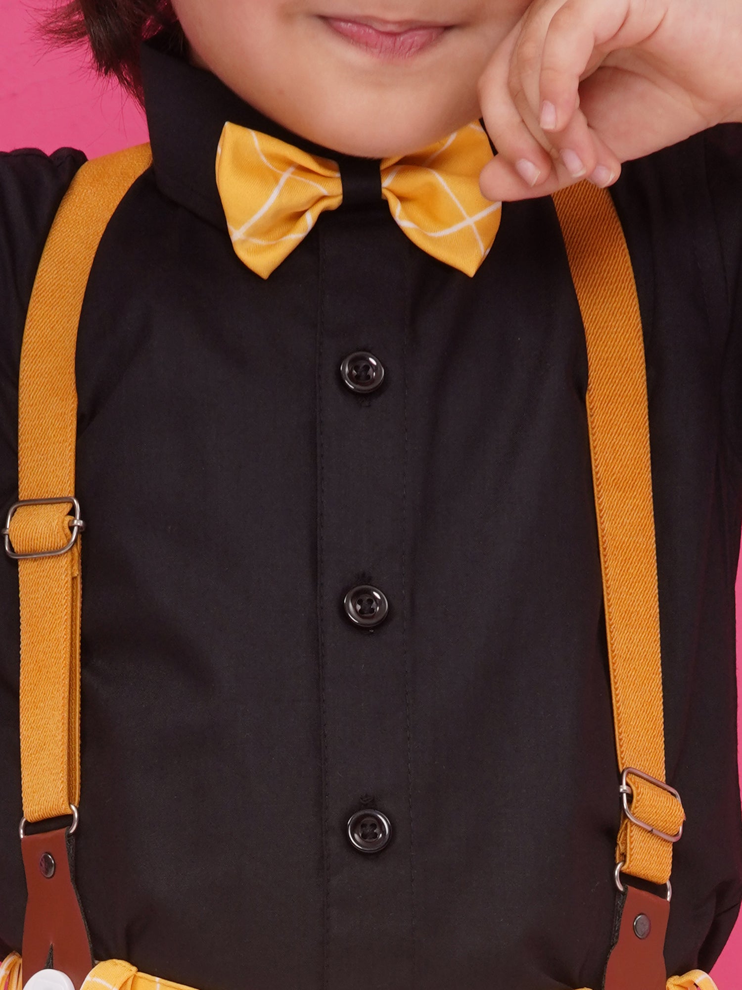 Yellow Cotton Blend Dungaree with Suspenders and Cap for Boys - AJ Dezines