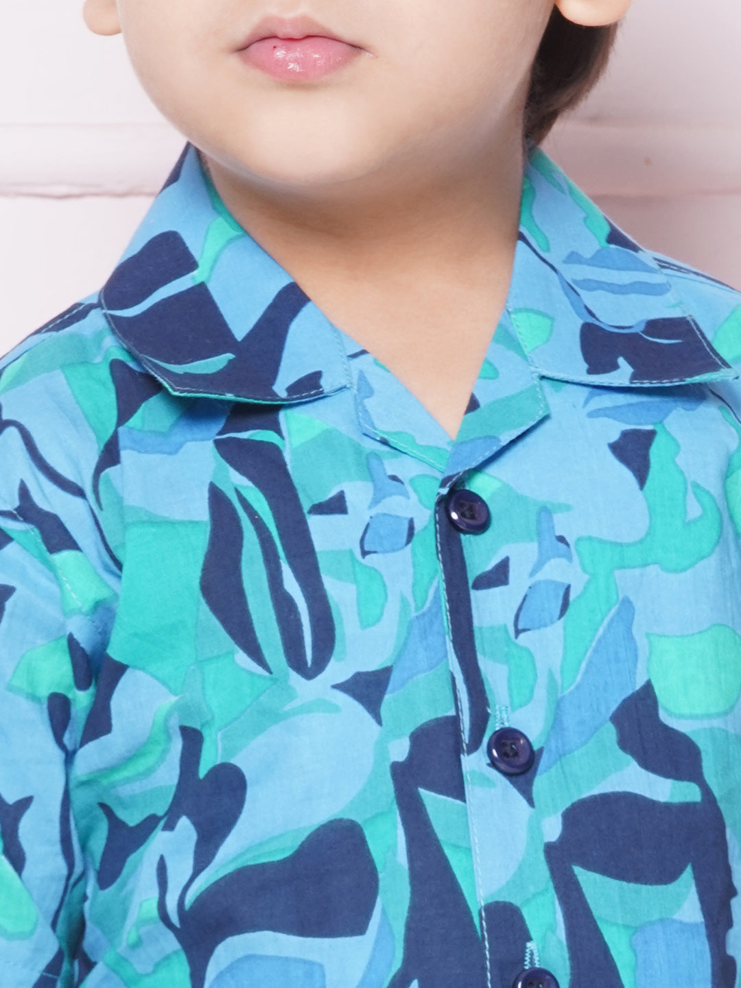 Kids Boys BLUE Abstract Print Cotton CO-Ords Set - AJ Dezines