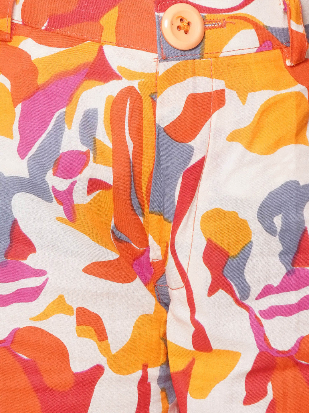 Kids Boys Orange Abstract Print Cotton CO-Ords Set - AJ Dezines