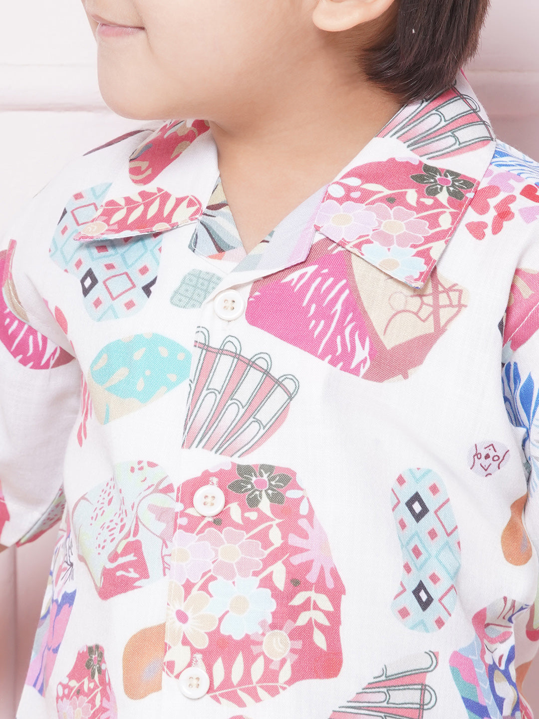 Boys Pure Cotton shirts with Shorts and Girls Crop Top With Trousers & Jacket Sibling Co Ords sets-Pink - AJ Dezines