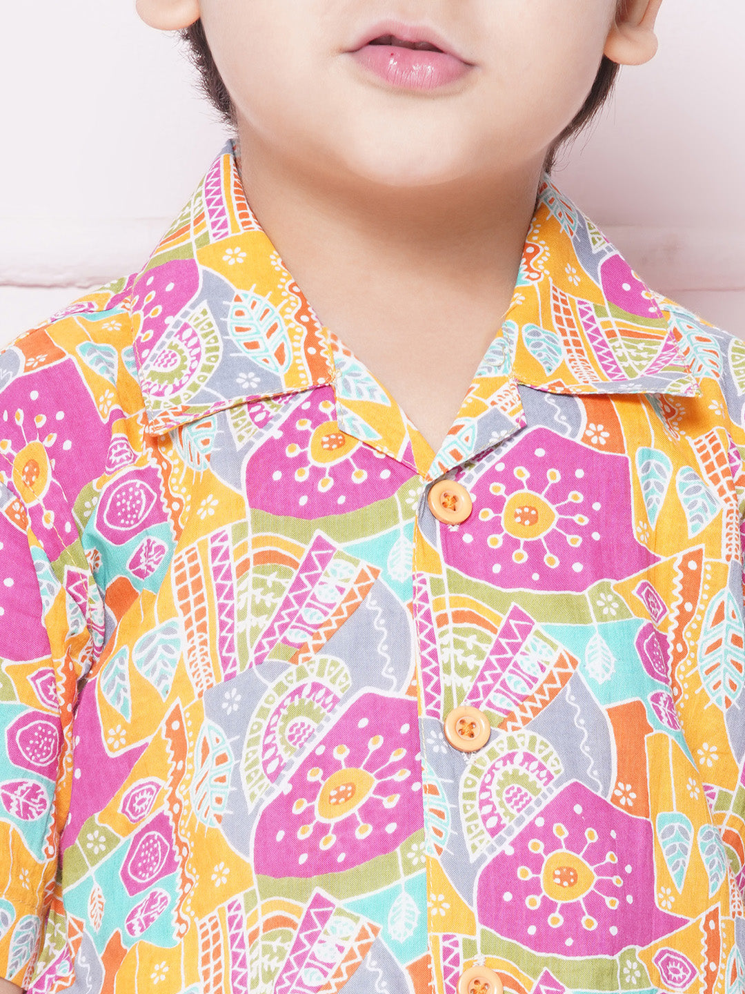 Kids Boys Pink Floral Print Cotton CO-Ords Set - AJ Dezines
