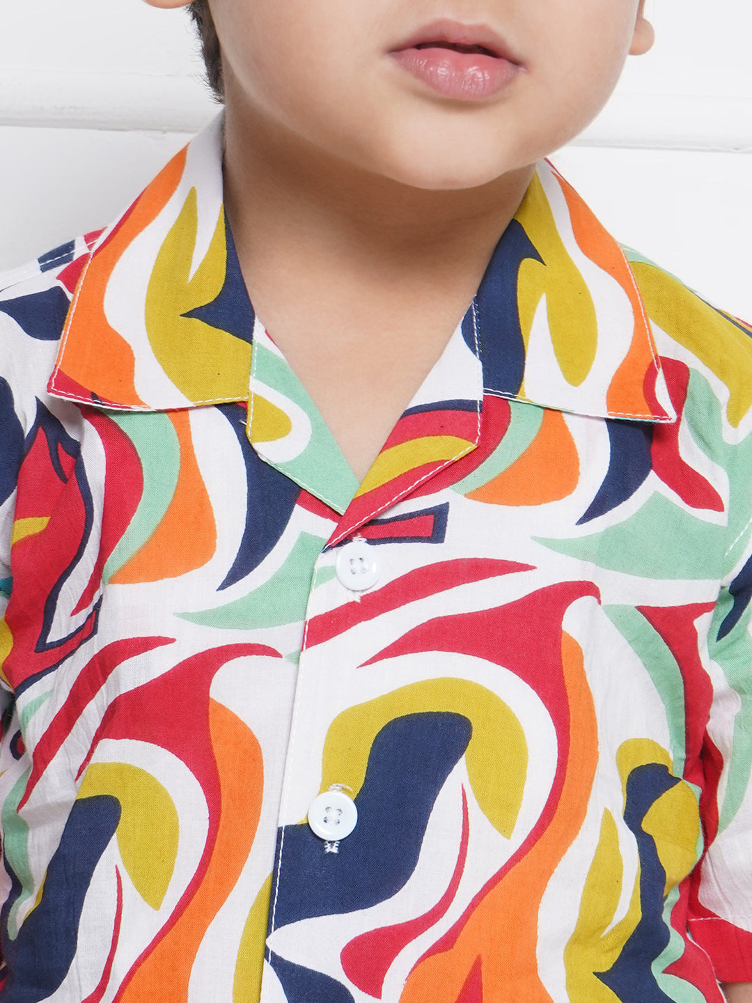 Kids Boys Blue Abstract Print Cotton CO-Ords Set - AJ Dezines