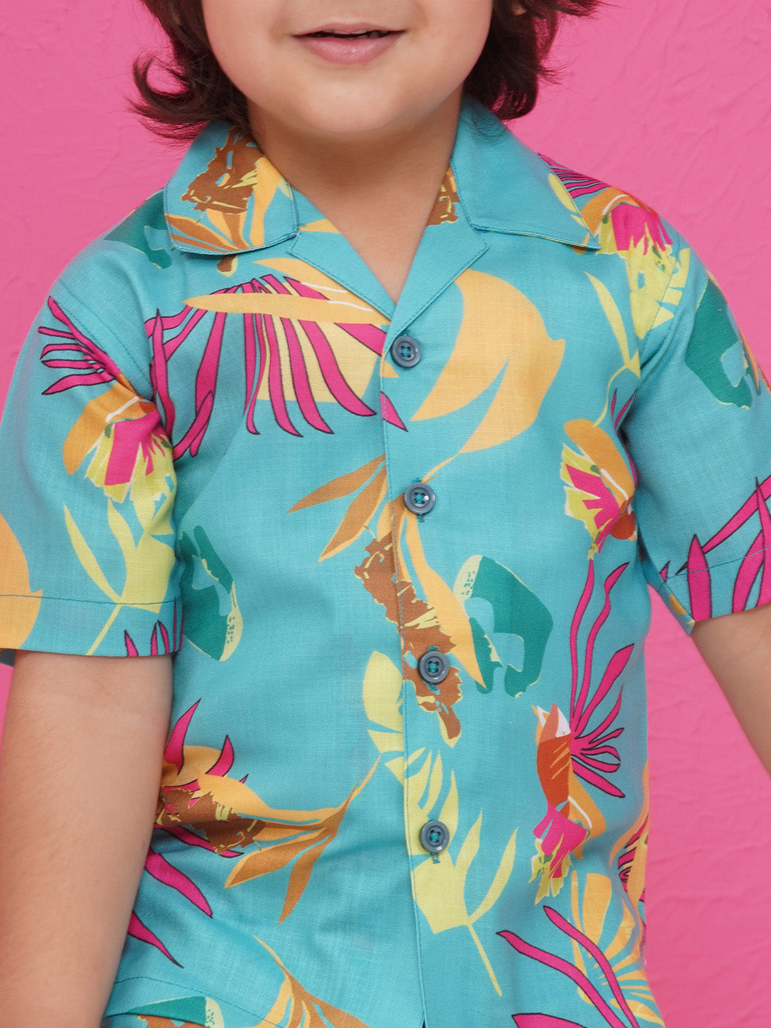 BLUE Pure Cotton Half Sleeves Printed Co-Ords Set for Boys - AJ Dezines