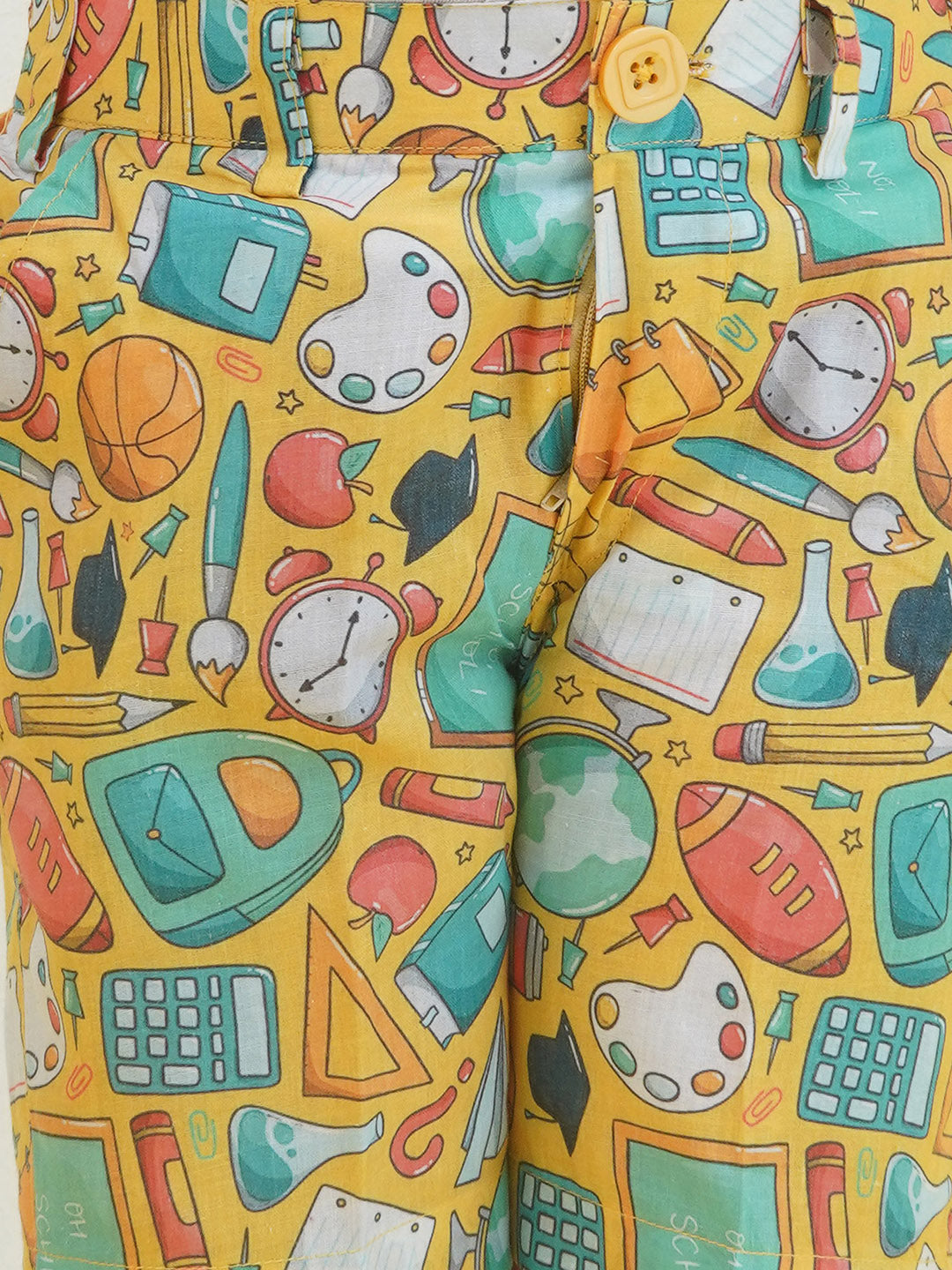 Yellow Cotton Half Sleeves Funky Print Boys Co-Ords for Boys - AJ Dezines