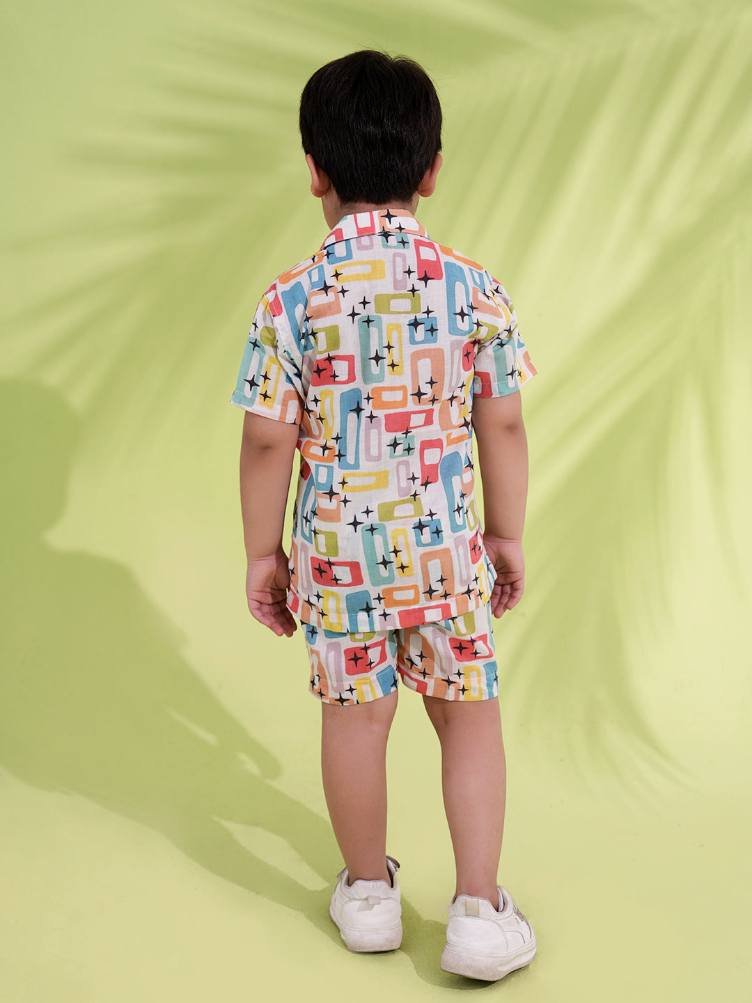 Blue Cotton Half Sleeves Multi-Color Printed Boys Co-Ords - AJ Dezines