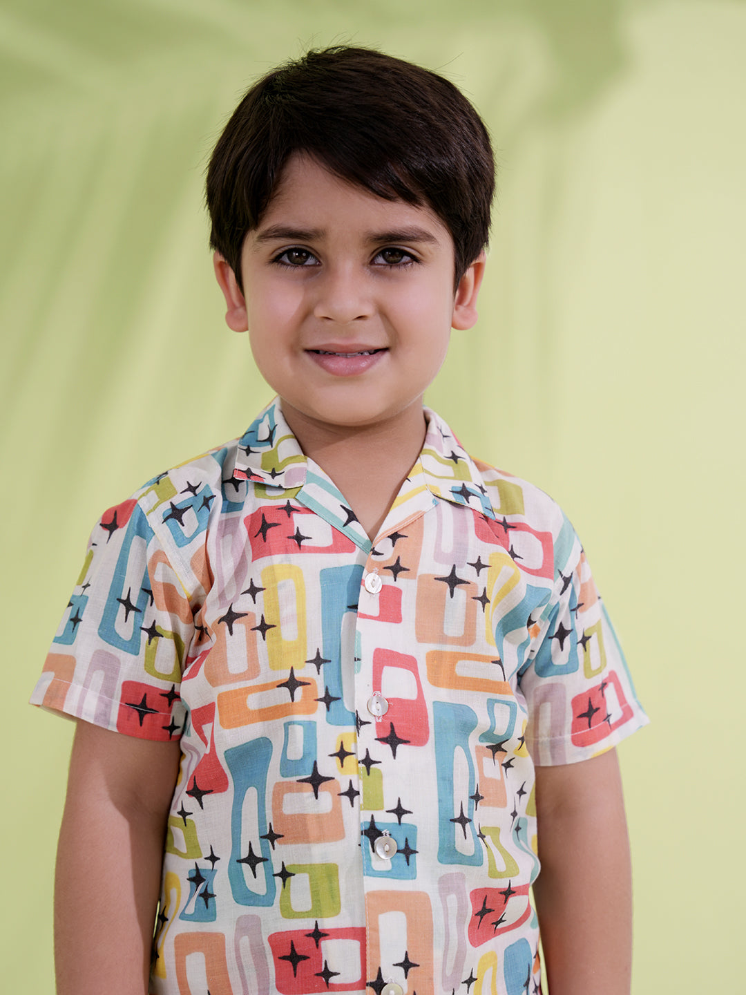 Blue Cotton Half Sleeves Multi-Color Printed Boys Co-Ords - AJ Dezines
