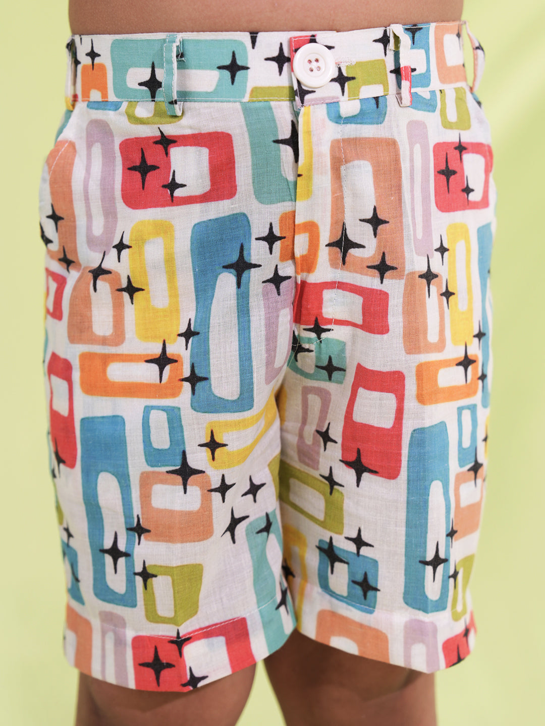 Blue Cotton Half Sleeves Multi-Color Printed Boys Co-Ords - AJ Dezines