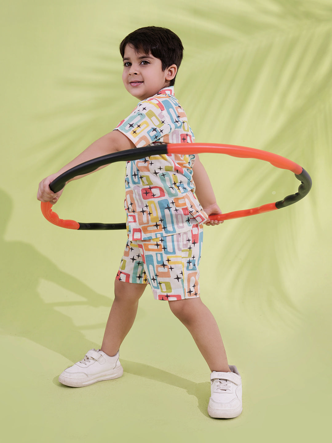Blue Cotton Half Sleeves Multi-Color Printed Boys Co-Ords - AJ Dezines