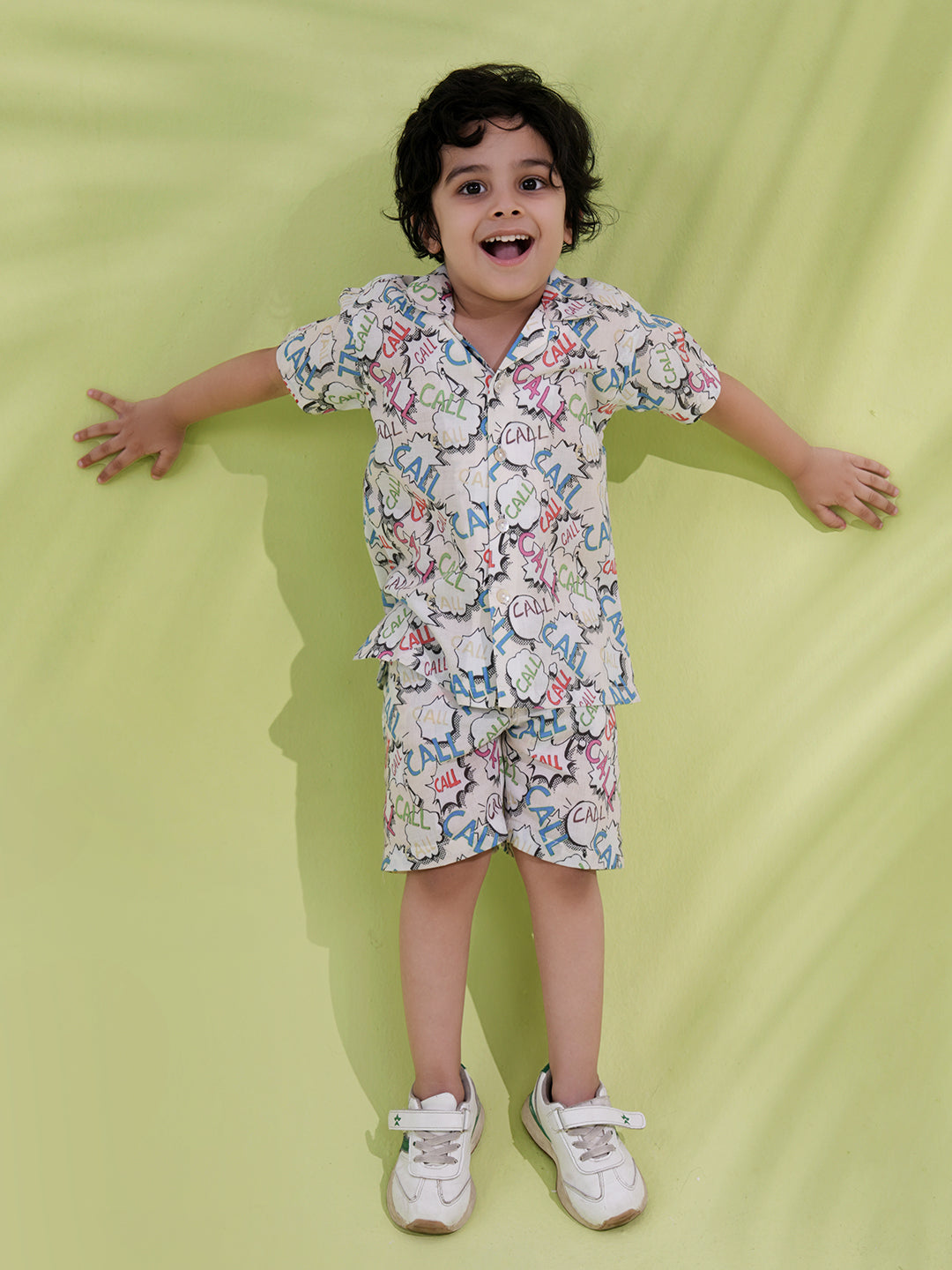 Multi Color Cotton Half Sleeves Alphabet Printed Boys Co-Ords - AJ Dezines