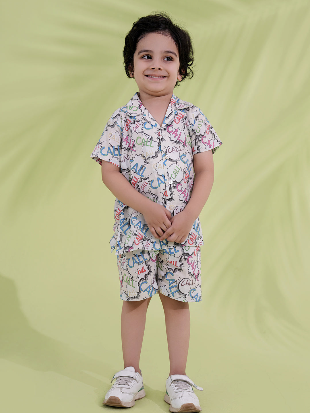 Multi Color Cotton Half Sleeves Alphabet Printed Boys Co-Ords - AJ Dezines