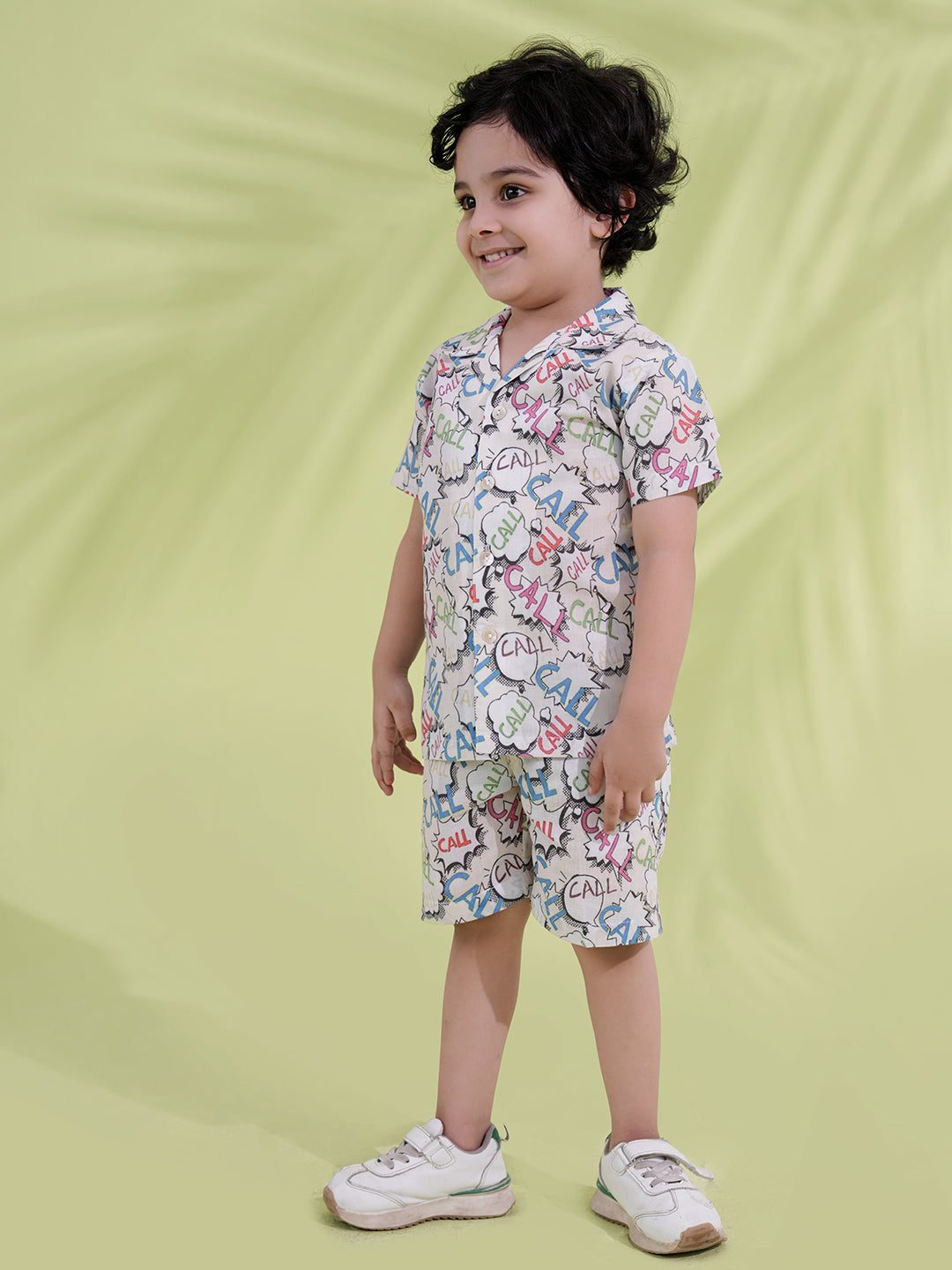 Multi Color Cotton Half Sleeves Alphabet Printed Boys Co-Ords - AJ Dezines