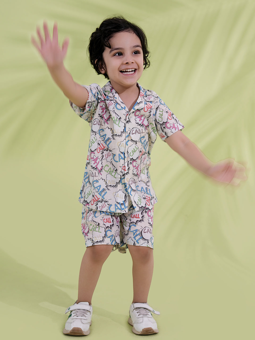 Multi Color Cotton Half Sleeves Alphabet Printed Boys Co-Ords - AJ Dezines
