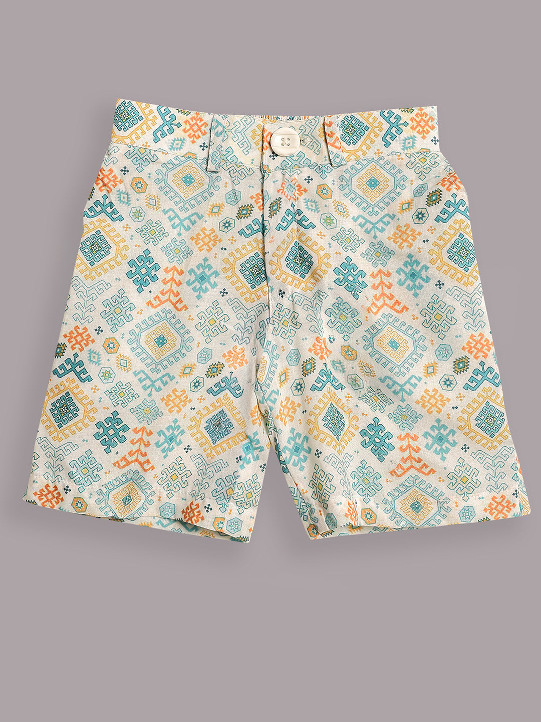 Green Cotton Half Sleeves Abstract Printed Boys Co-Ords - AJ Dezines