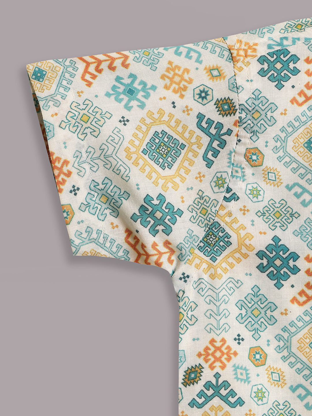 Green Cotton Half Sleeves Abstract Printed Boys Co-Ords - AJ Dezines