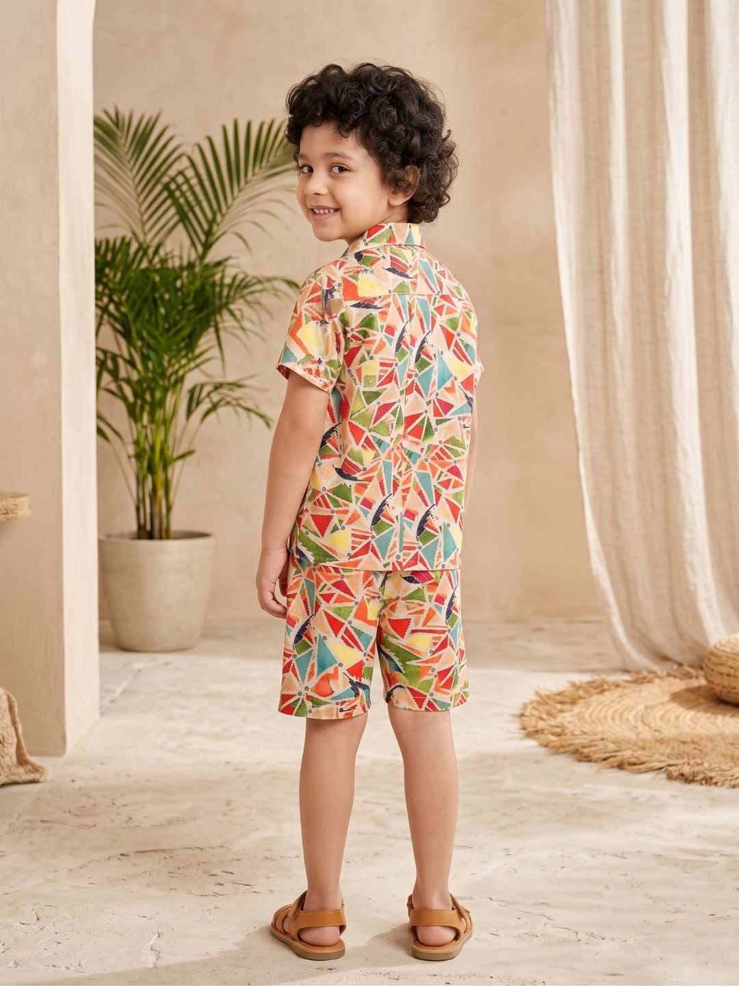 Multi-Color Cotton Half Sleeves Abstract Printed Boys Co-Ords - AJ Dezines