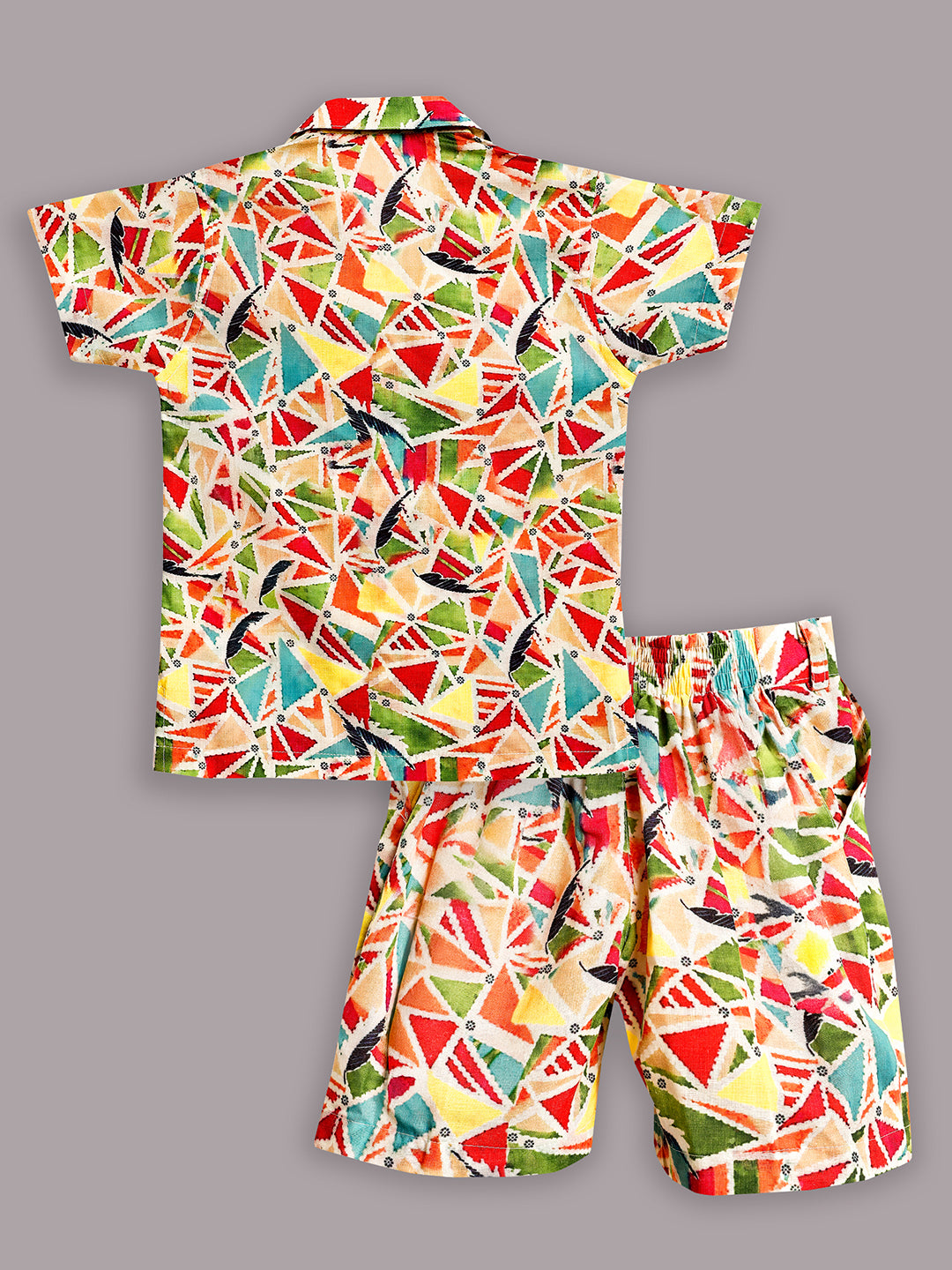 Multi-Color Cotton Half Sleeves Abstract Printed Boys Co-Ords - AJ Dezines