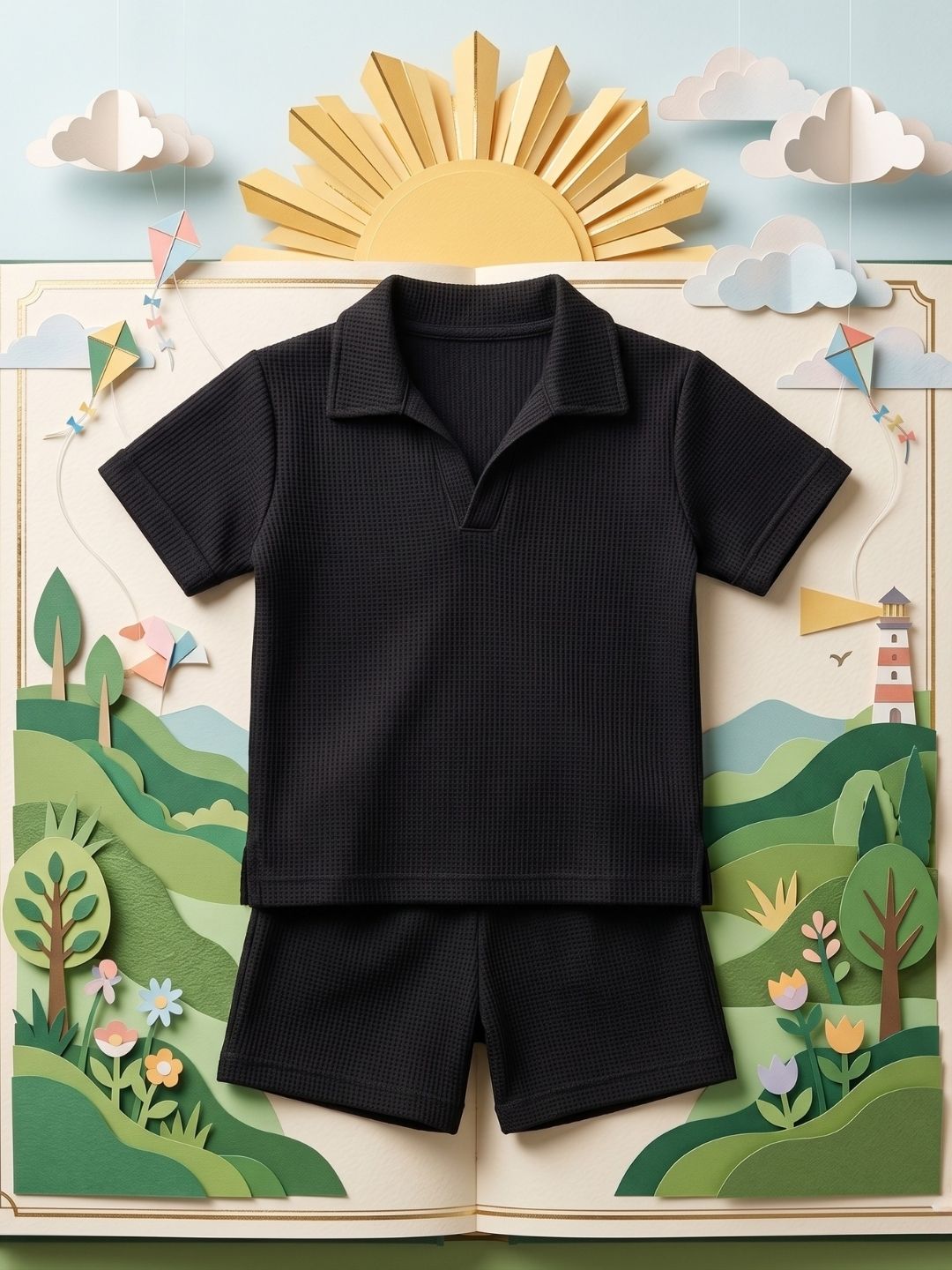 Black Stripes Cotton Oversized Co-Ords For Boys