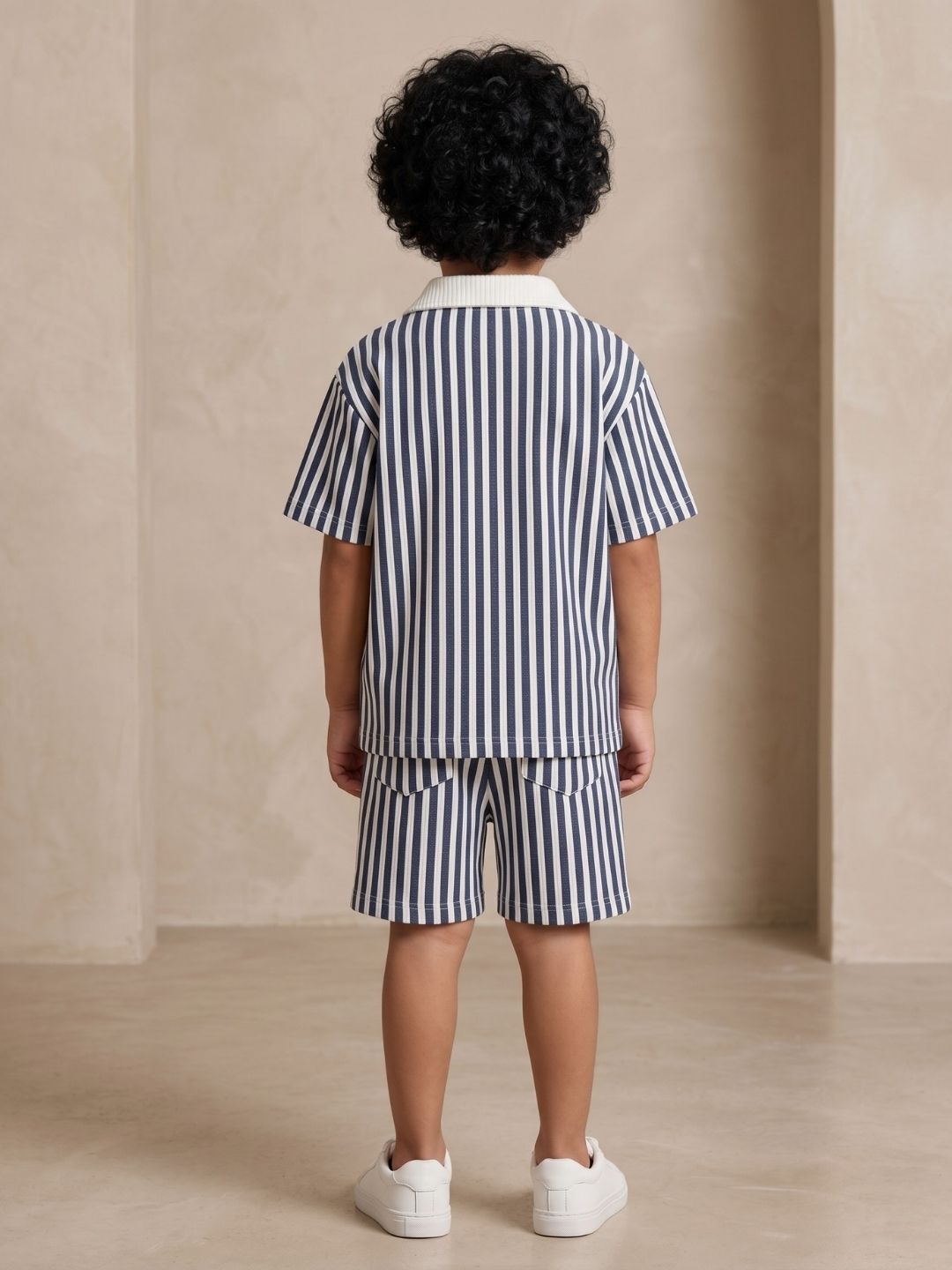 Blue Stripes Cotton Oversized Co-Ords For Boys