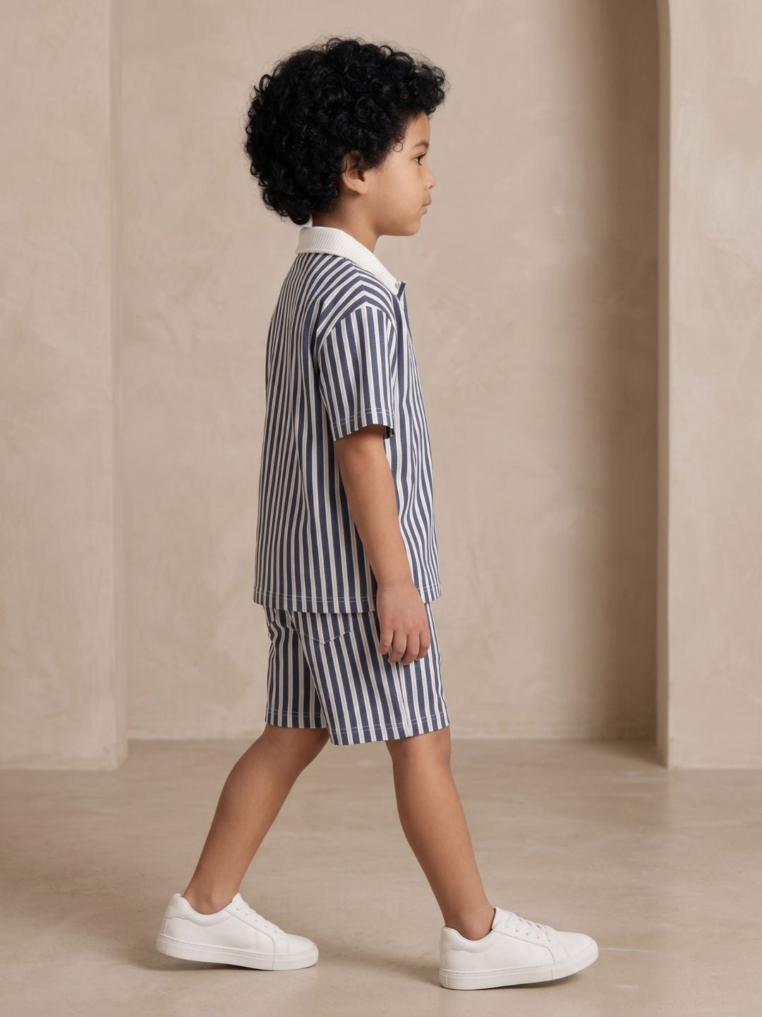 Blue Stripes Cotton Oversized Co-Ords For Boys