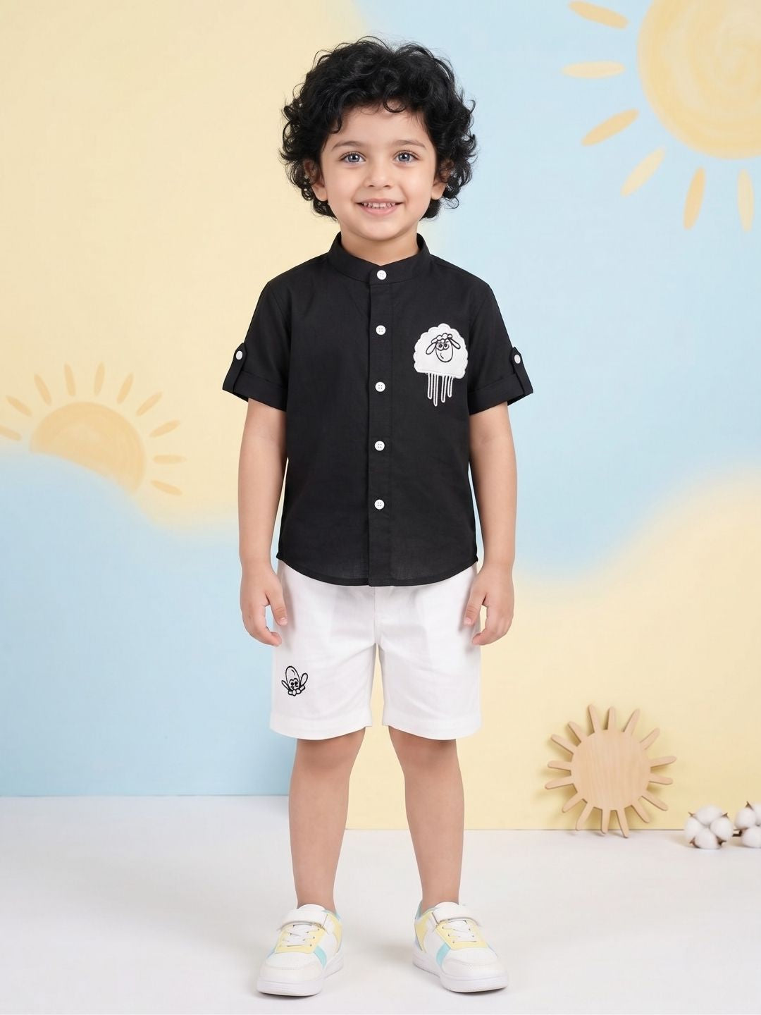 Black Sheep Embroidery Pure Cotton Co-Ords For Boys