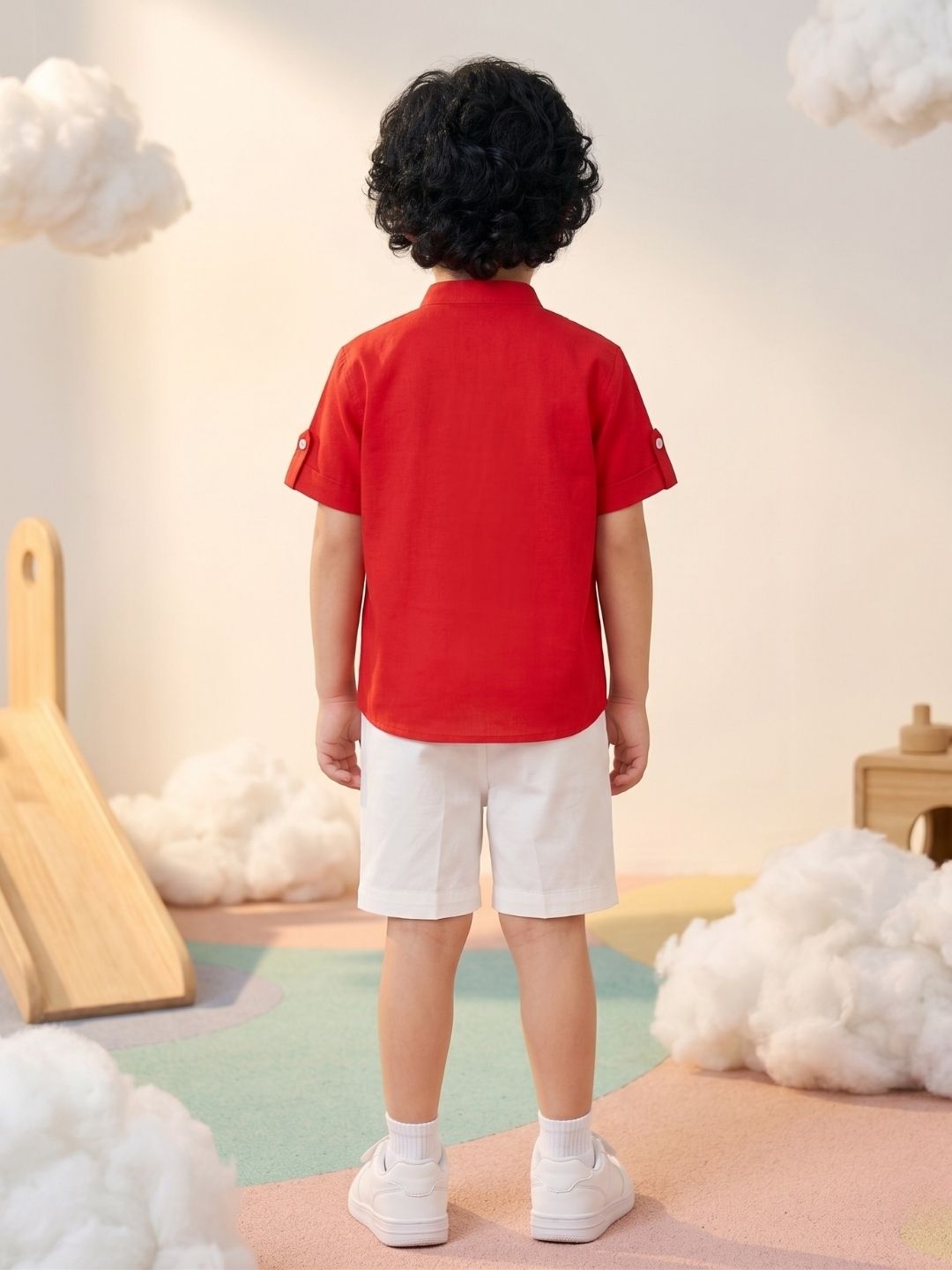 Red Sheep Embroidery Pure Cotton Co-Ords For Boys